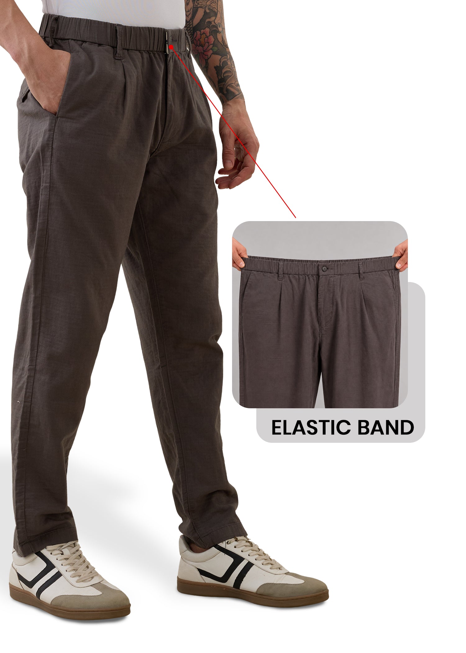 Ceylon Linen Blend Relaxed Trouser: Grey