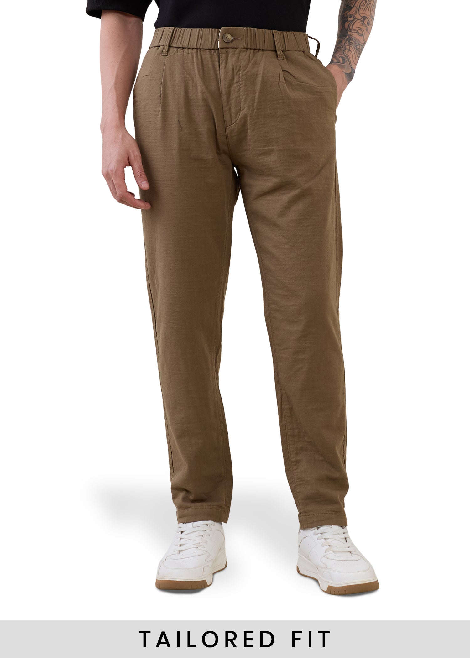 Ceylon Linen Blend Relaxed Trouser: Mouse