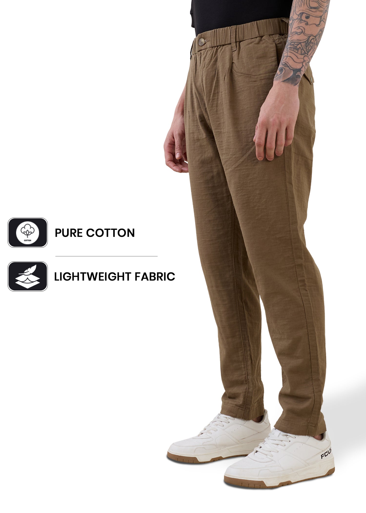 Ceylon Pure Cotton Relaxed Trouser: Mouse