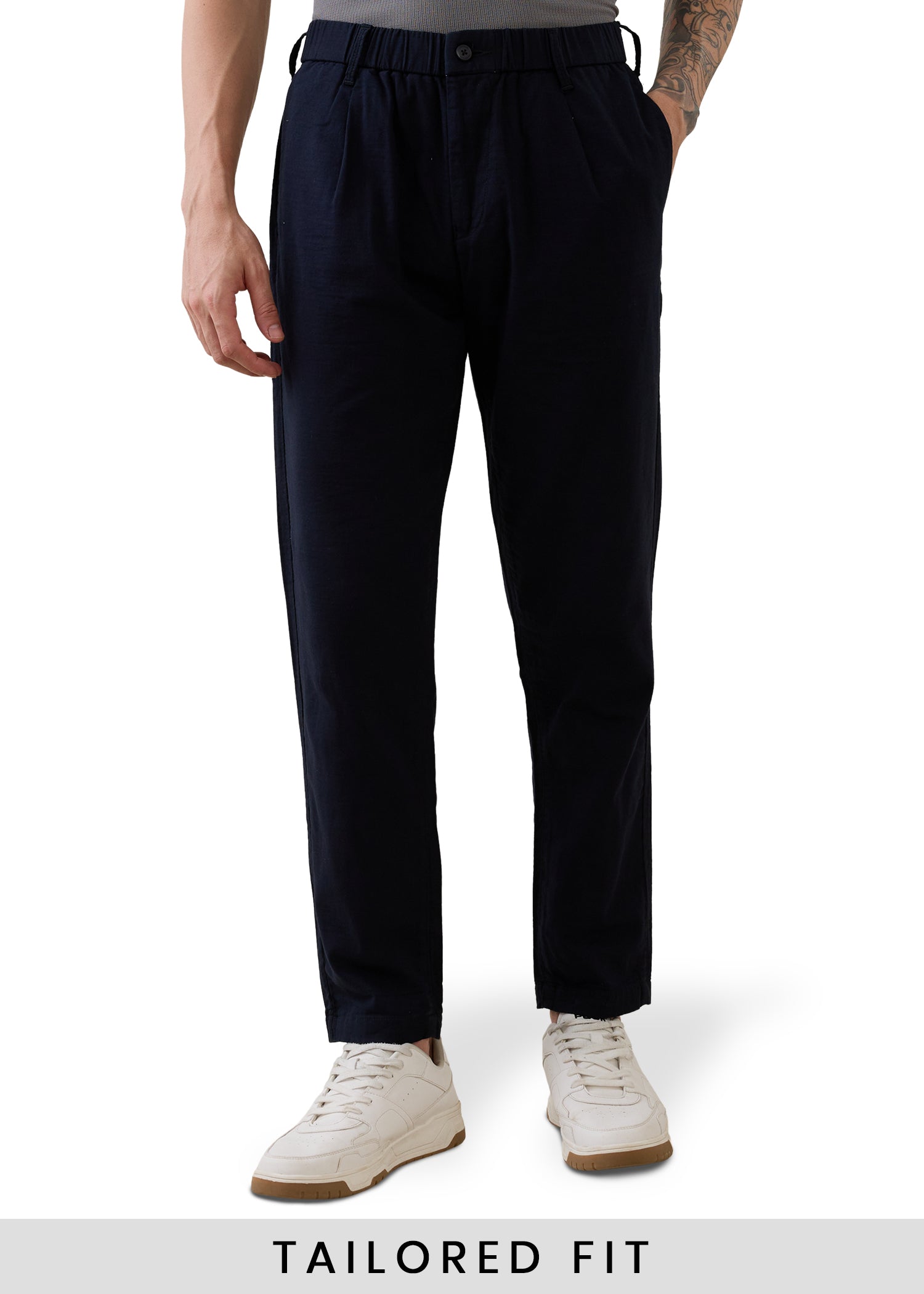 Ceylon Linen Blend Relaxed Trouser: Navy
