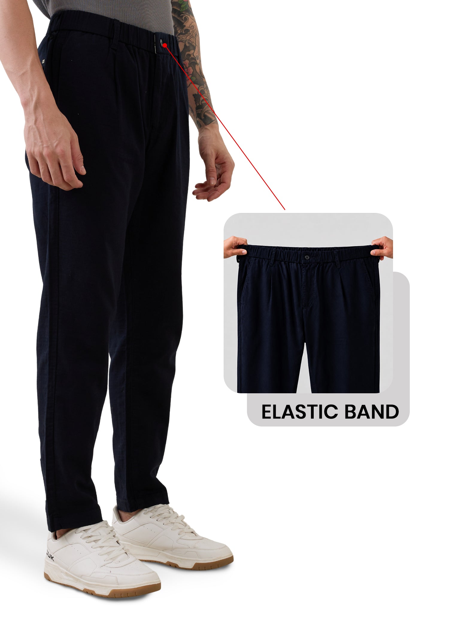 Ceylon Linen Blend Relaxed Trouser: Navy