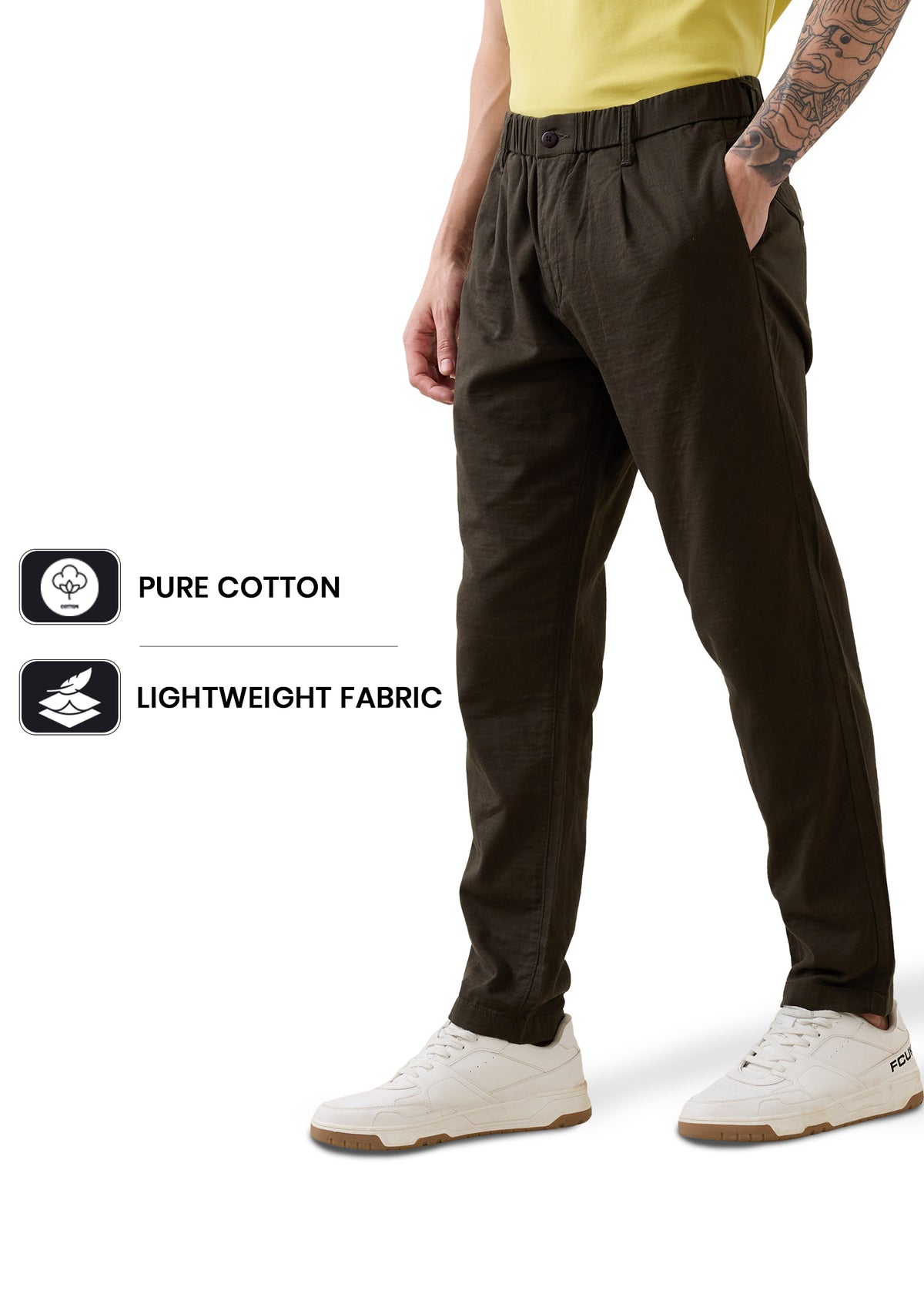 Ceylon Pure Cotton Relaxed Trouser: Olive