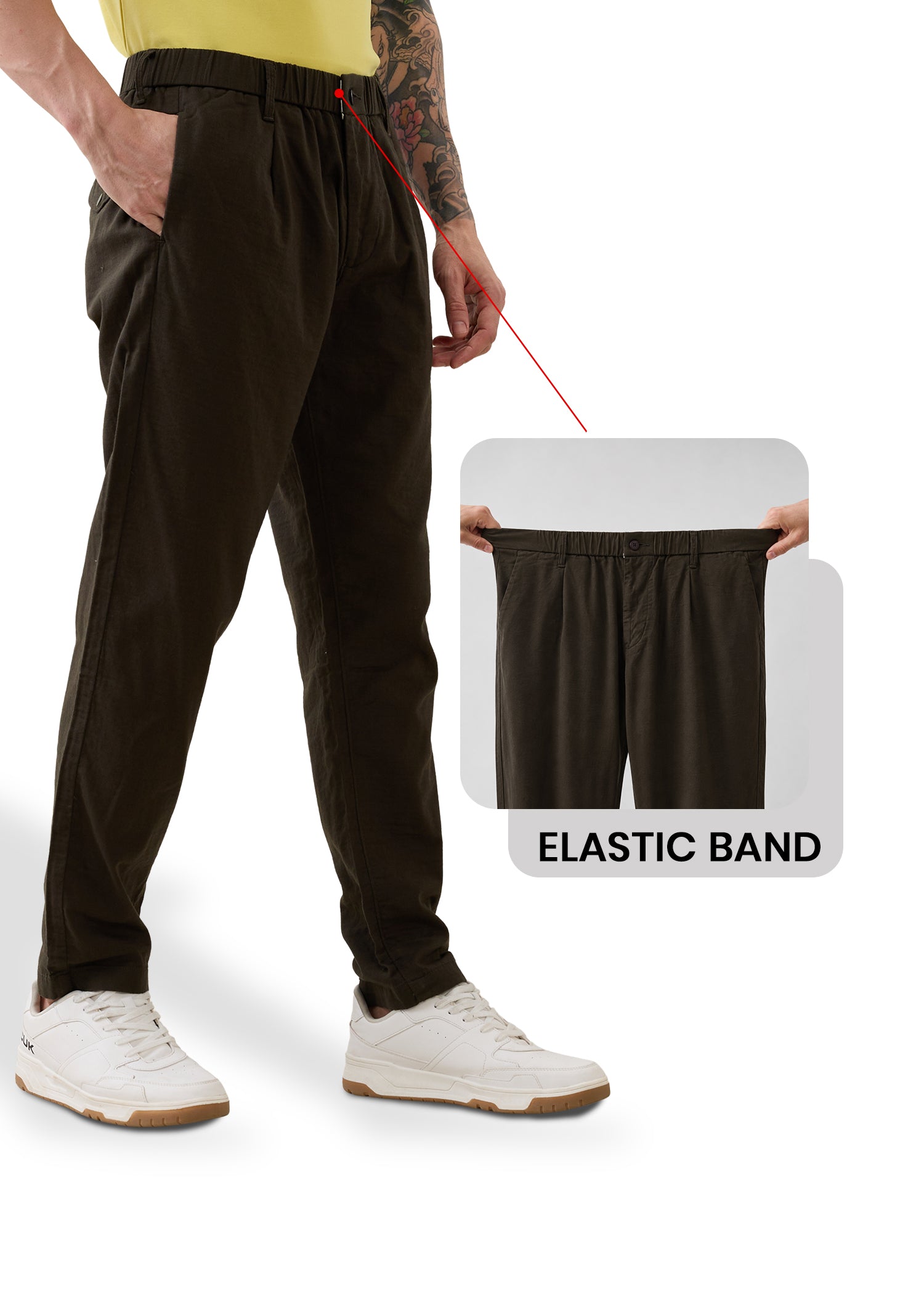 Ceylon Pure Cotton Relaxed Trouser: Olive