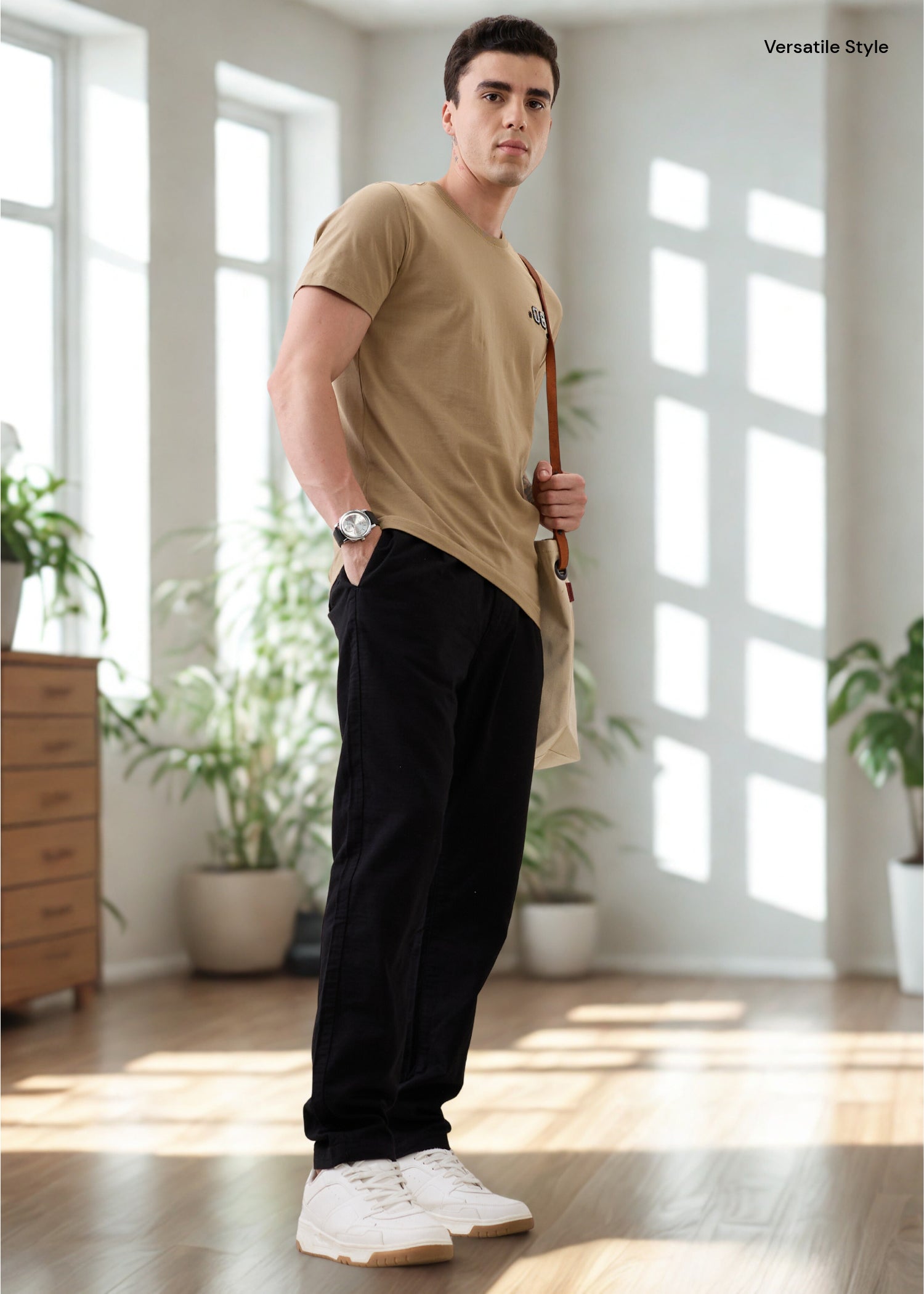 Ceylon Linen Blend Relaxed Trouser: Black