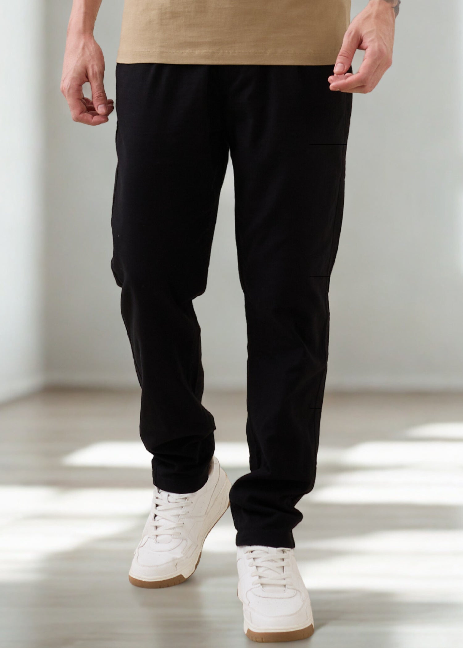 Ceylon Linen Blend Relaxed Trouser: Black