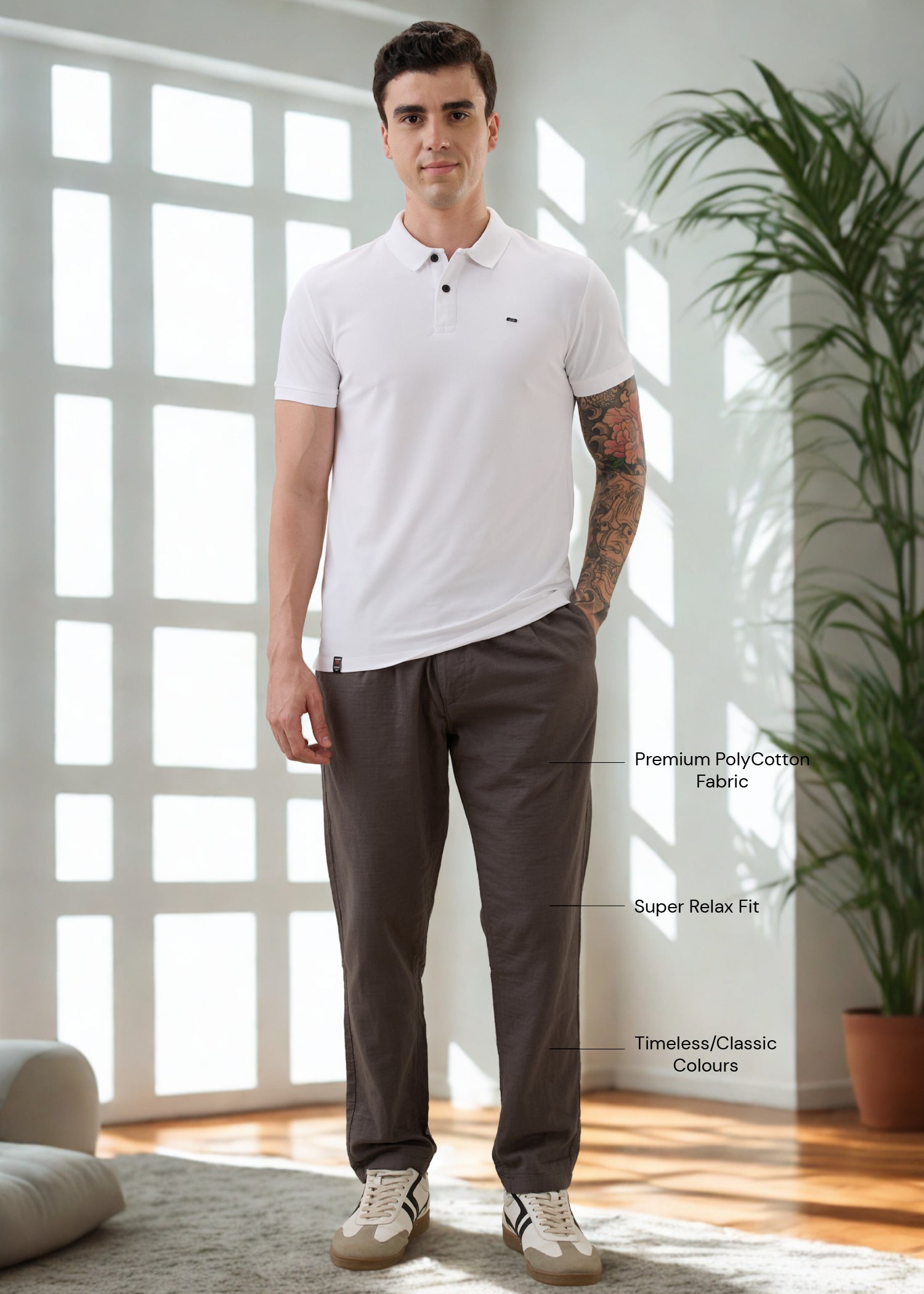 Ceylon Linen Blend Relaxed Trouser: Grey
