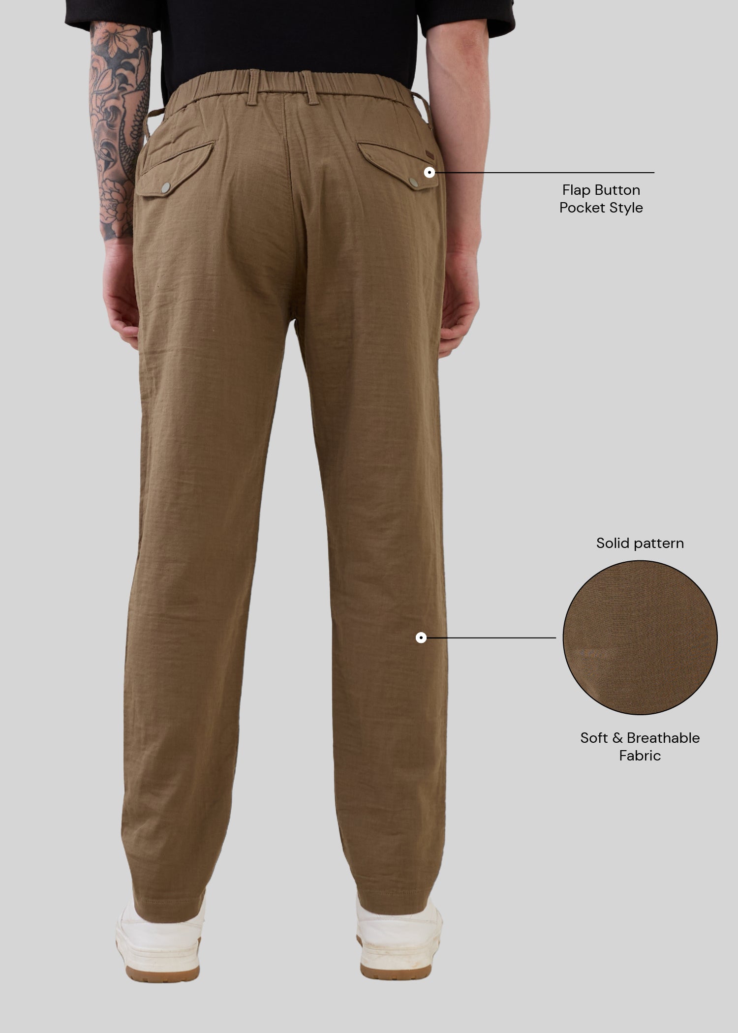Ceylon Linen Blend Relaxed Trouser: Mouse