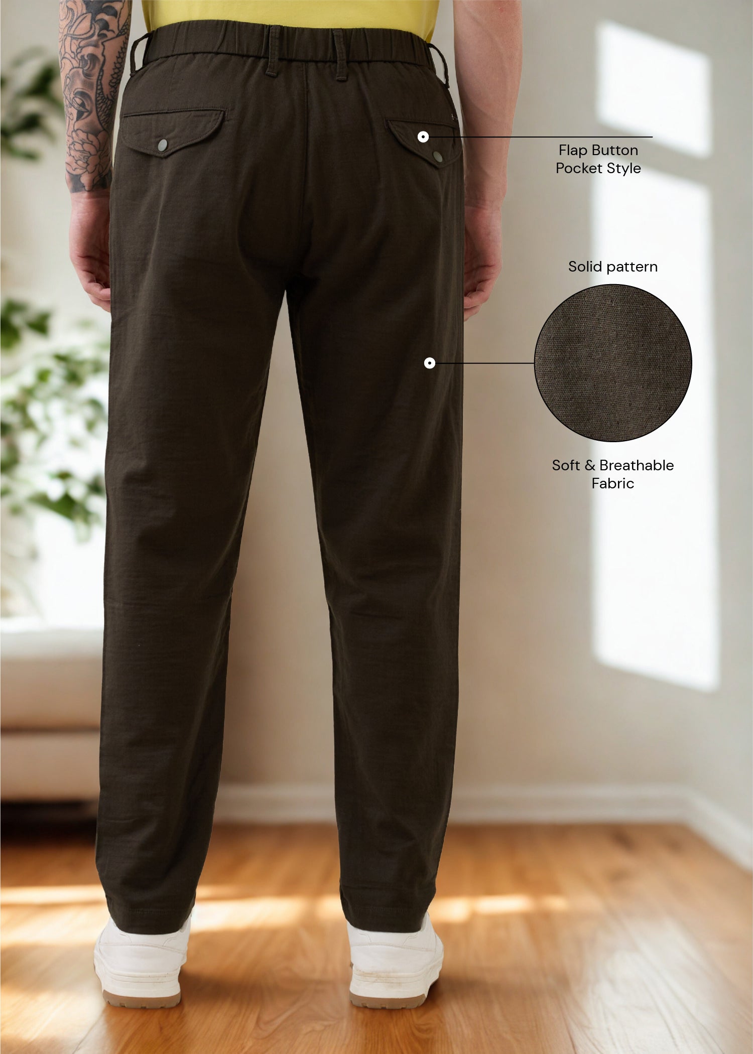 Ceylon Linen Blend Relaxed Trouser: Olive