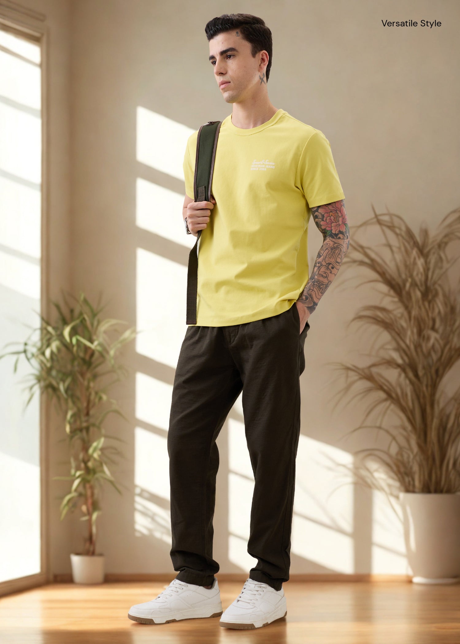 Ceylon Linen Blend Relaxed Trouser: Olive