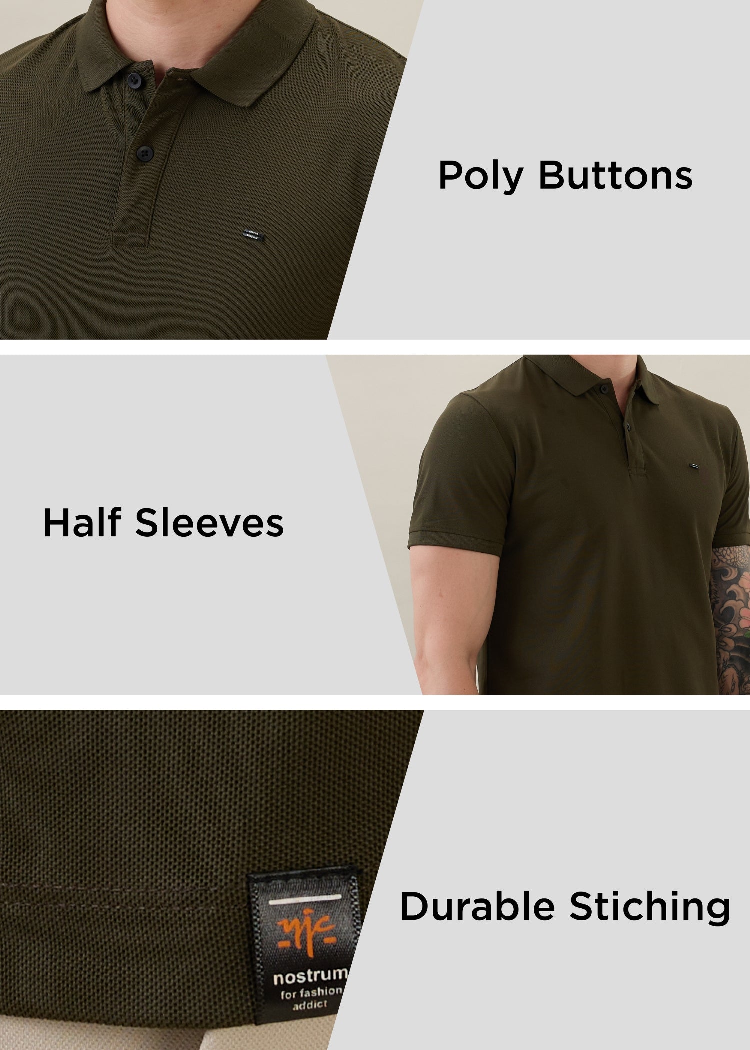Cherry Half Sleeve T-shirt: Olive