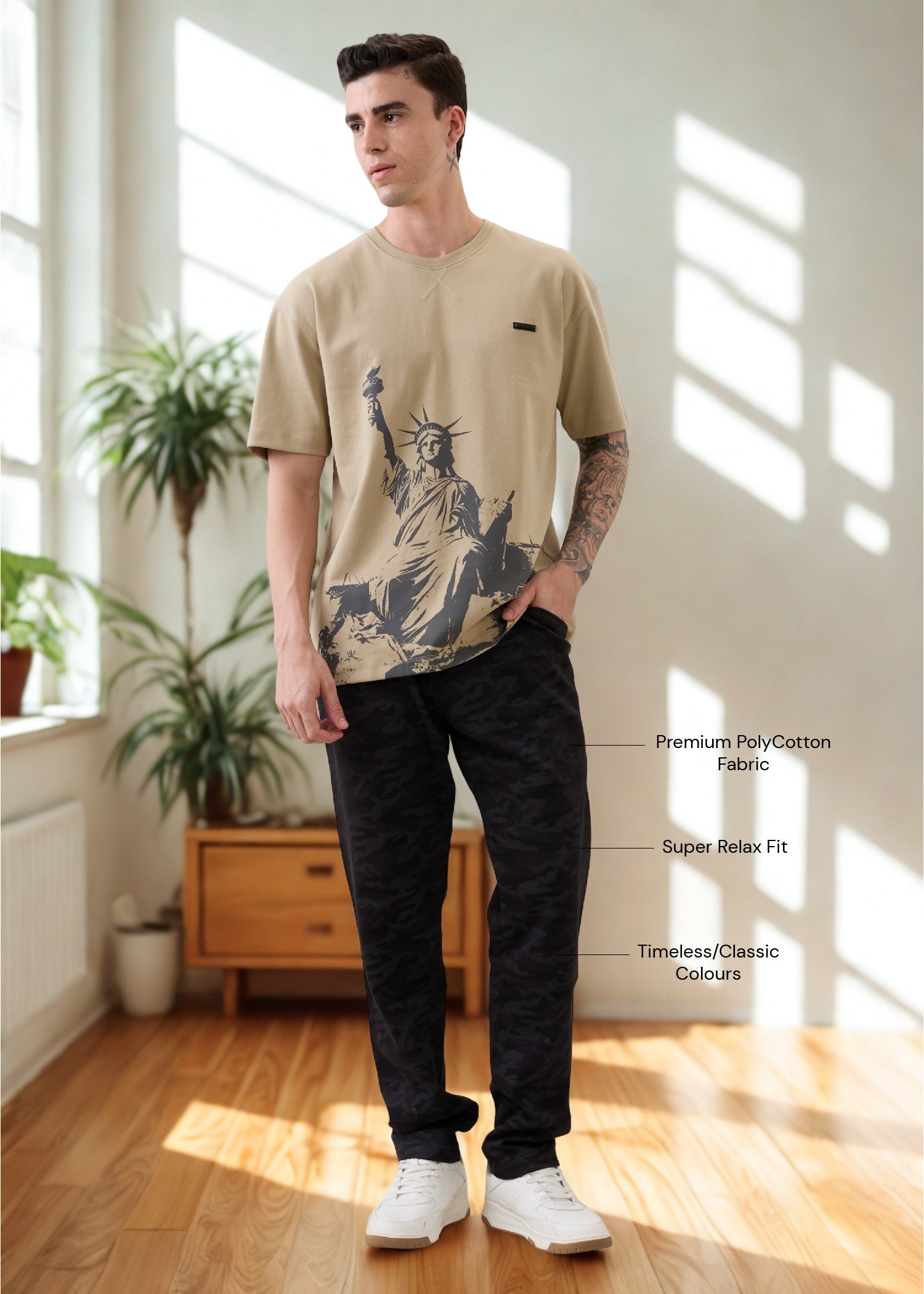 Crimson Cotton Camouflage Cargo: Black