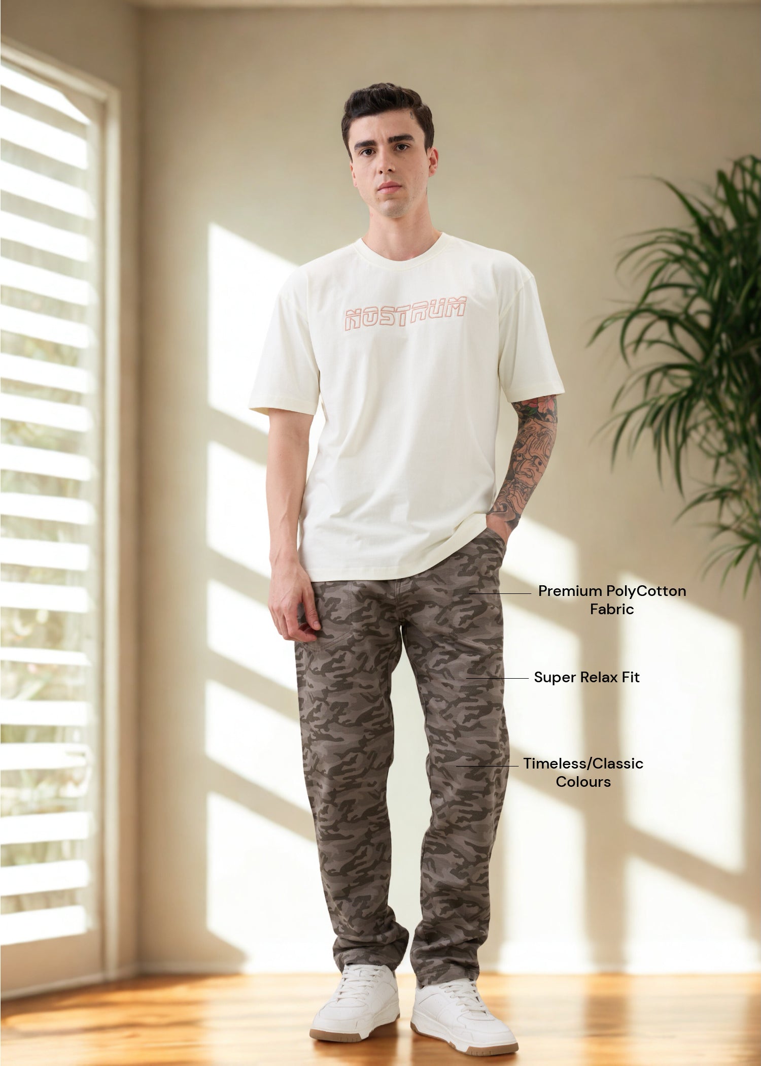 Crimson Cotton Camouflage Cargo: Light Olive
