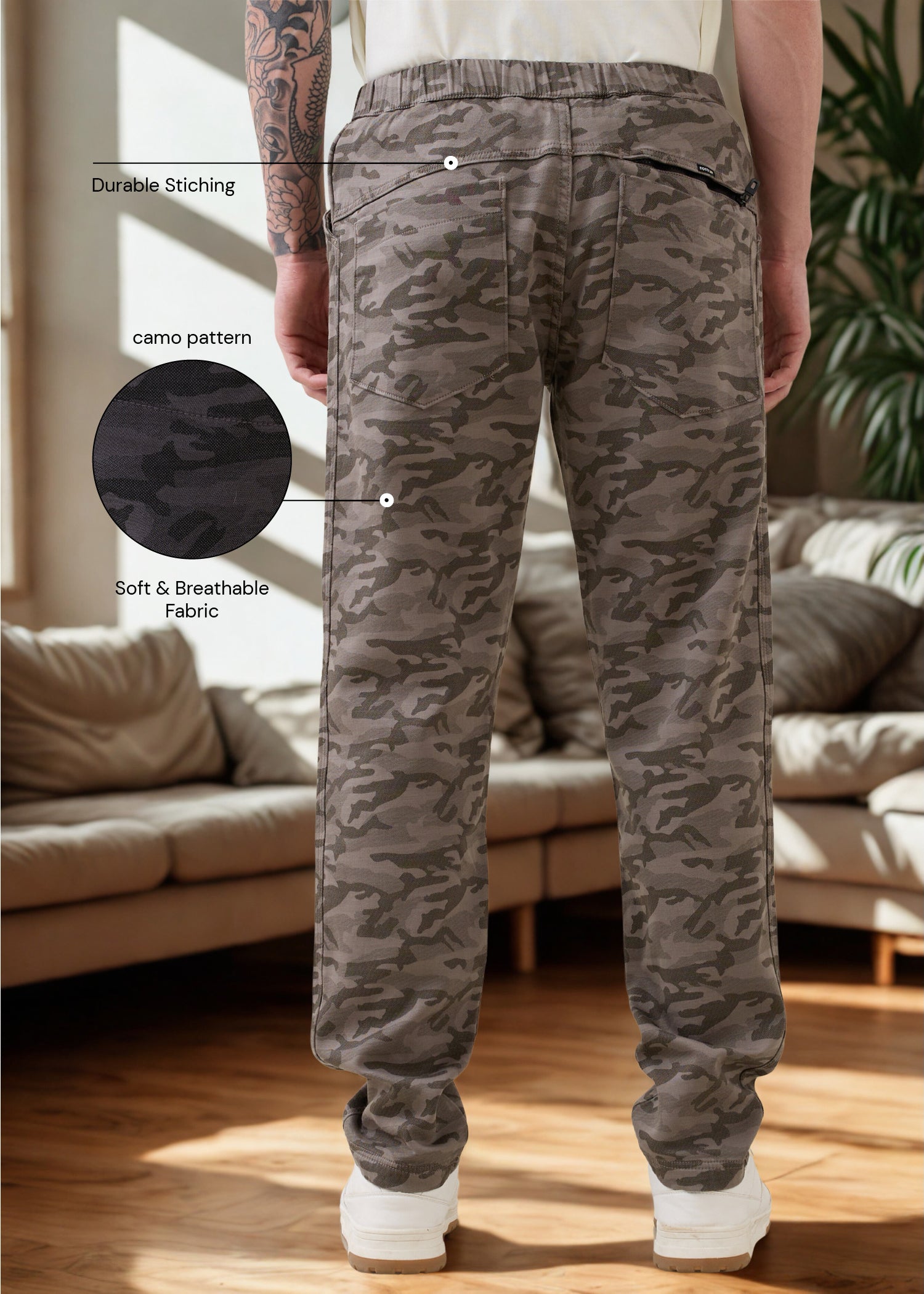 Crimson Cotton Camouflage Cargo: Light Olive