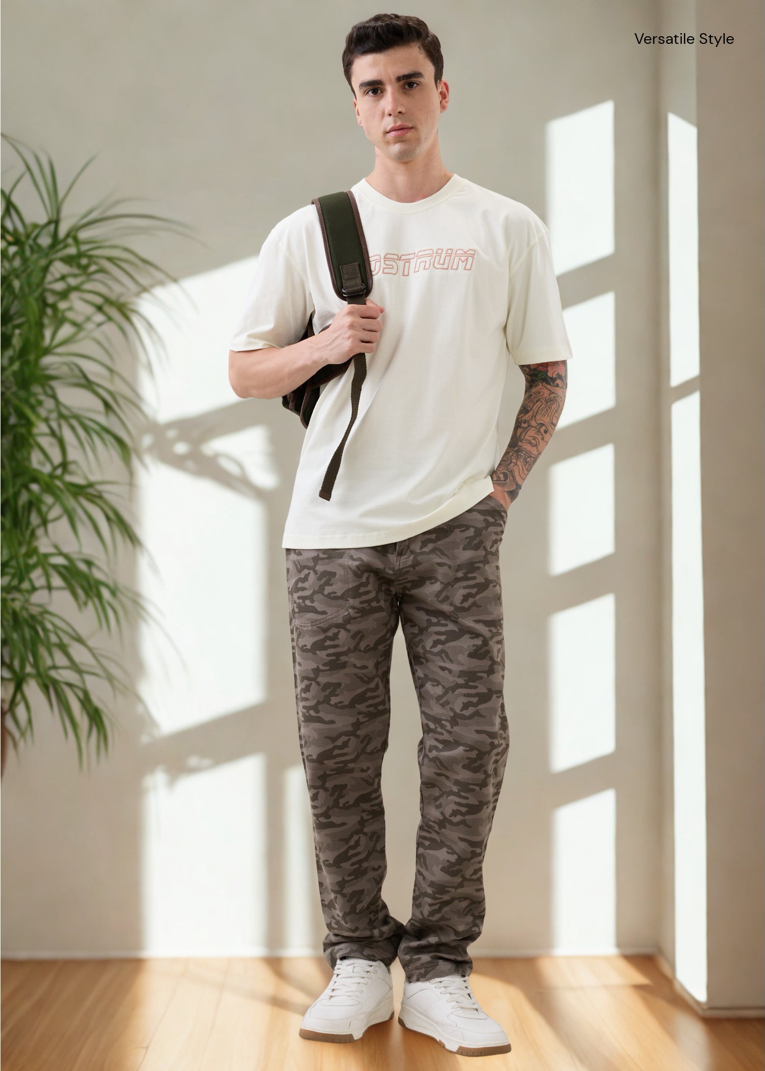 Crimson Cotton Camouflage Cargo: Light Olive