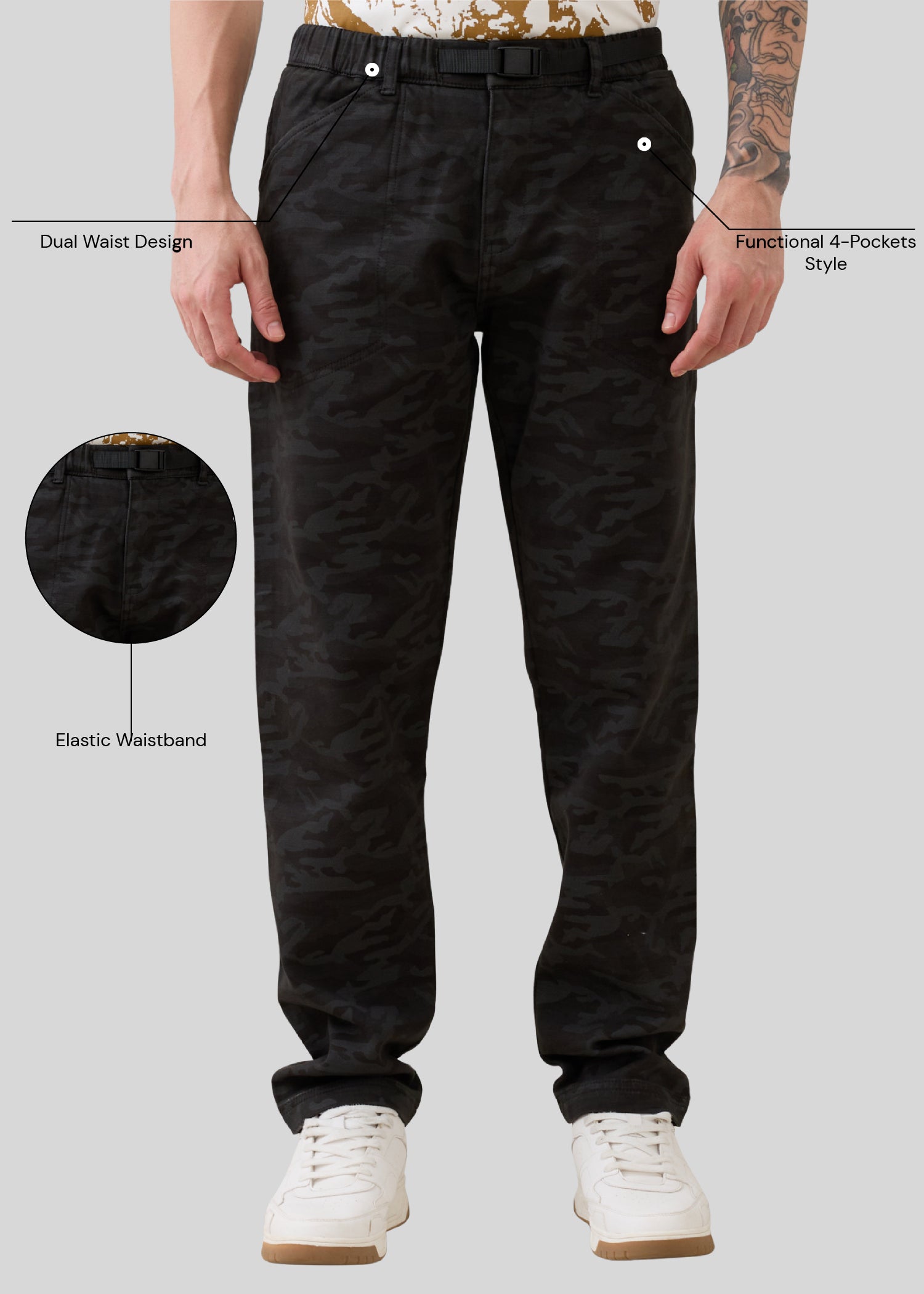 Nostrum Crimson Cotton Camouflage Cargo