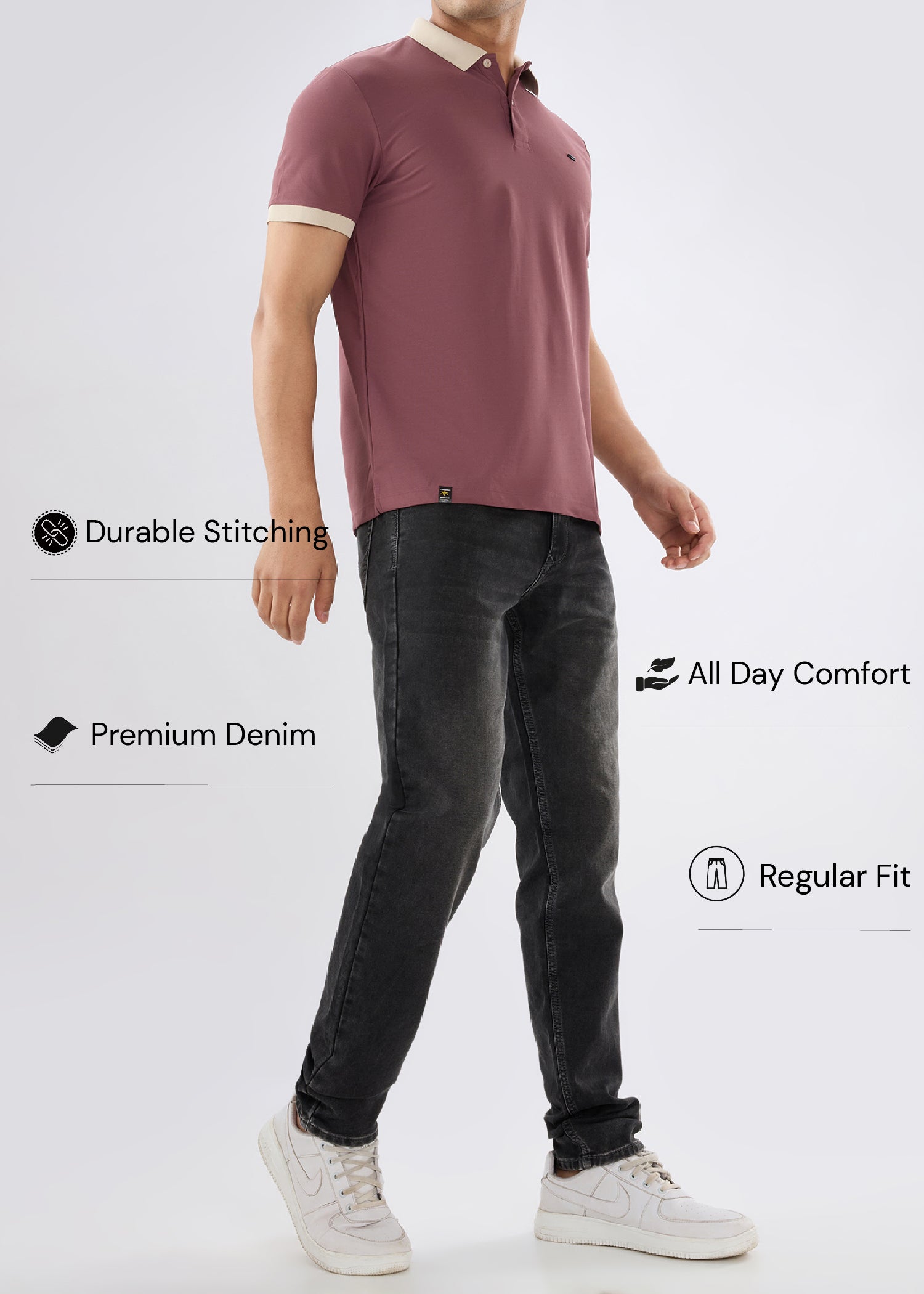 Dolovi H Regular Fit Denim Jeans - Charcoal