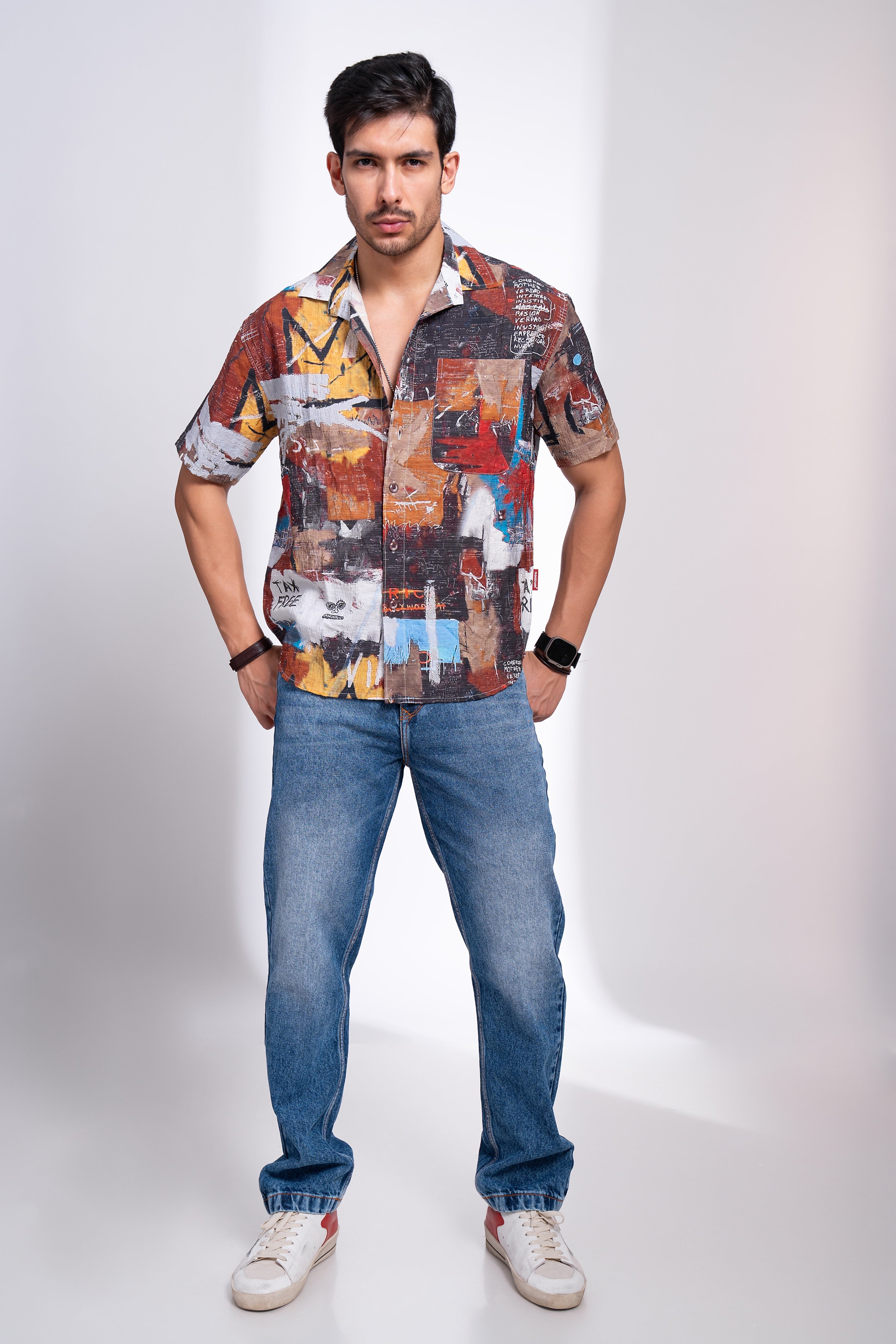 SEGMON Half Sleeve Shirt for Men | Bold Printed Casual Wear