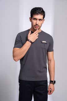 Winsome Round Neck T-Shirt for Men | Casual Solid Pocket Tee