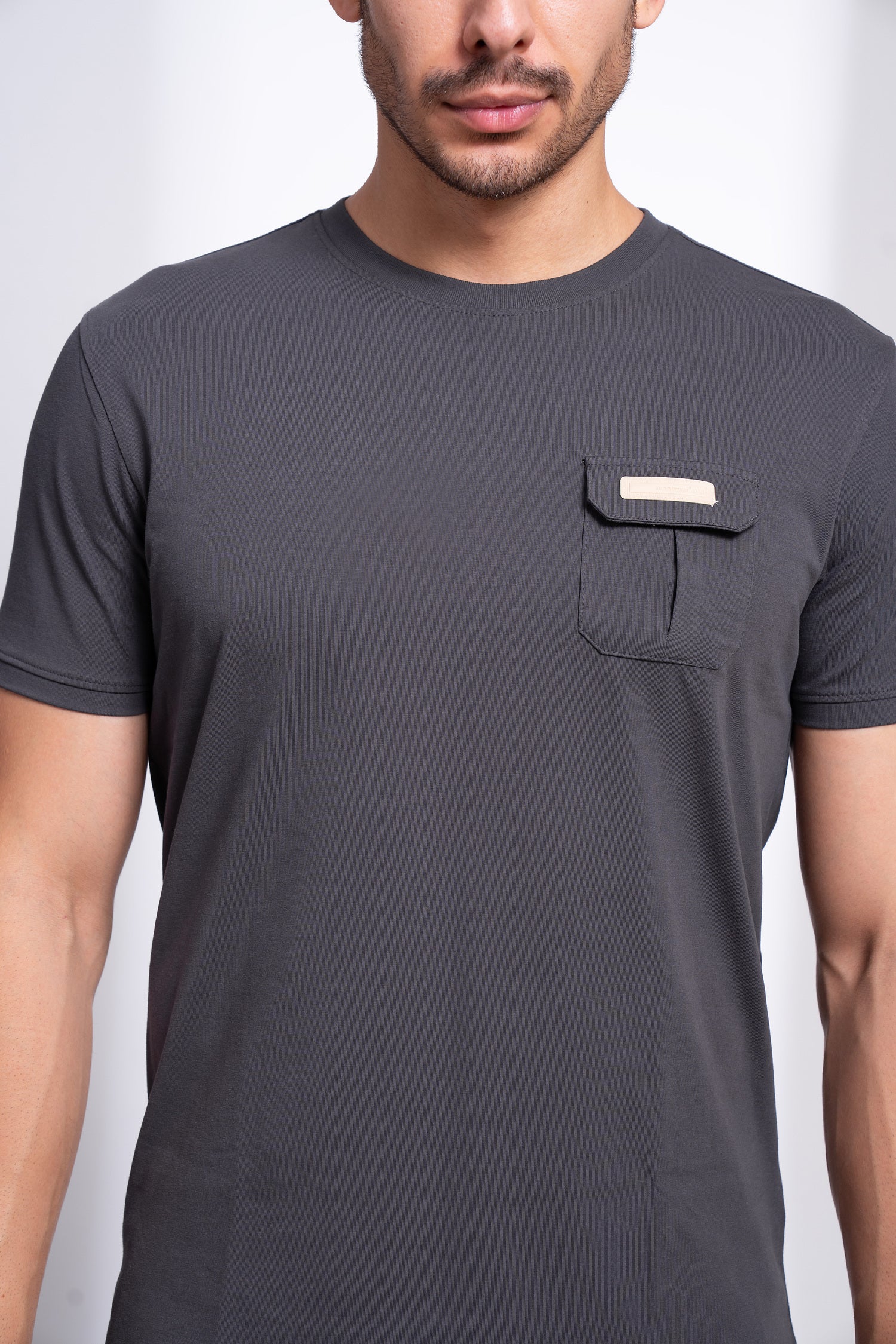 Winsome Round Neck T-Shirt for Men | Casual Solid Pocket Tee