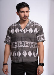 Request Half Sleeve Shirt for Men | Bold Geometric Print Casual Shirt