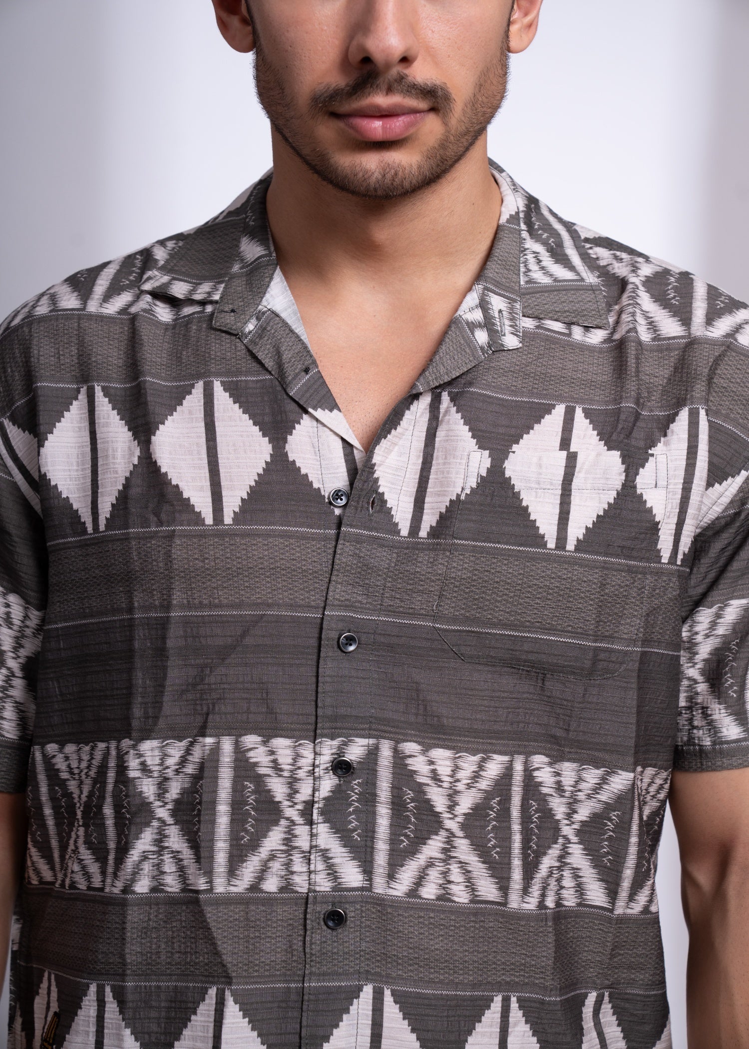 Request Half Sleeve Shirt for Men | Bold Geometric Print Casual Shirt
