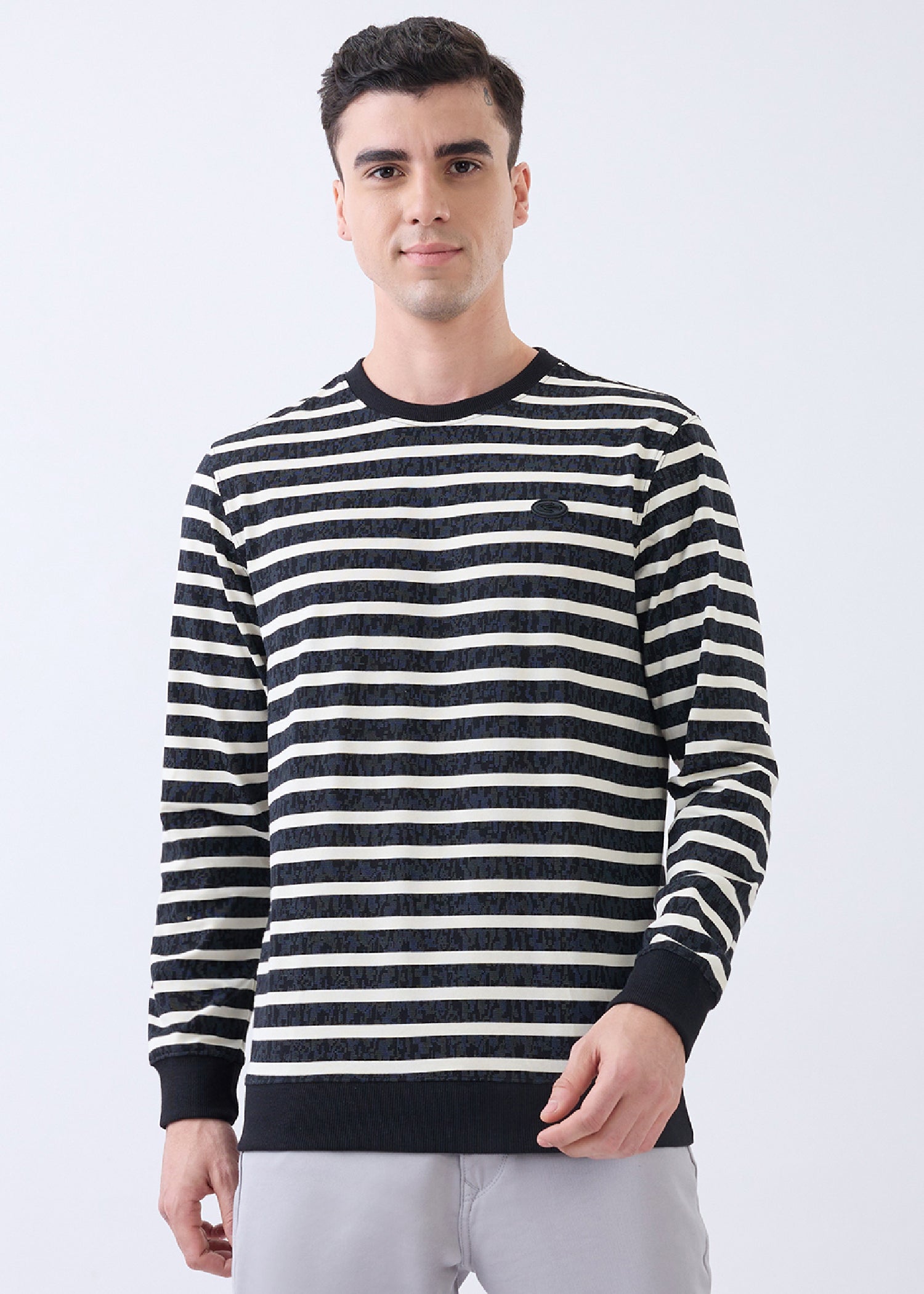 Fireball Striped Pullover: Black