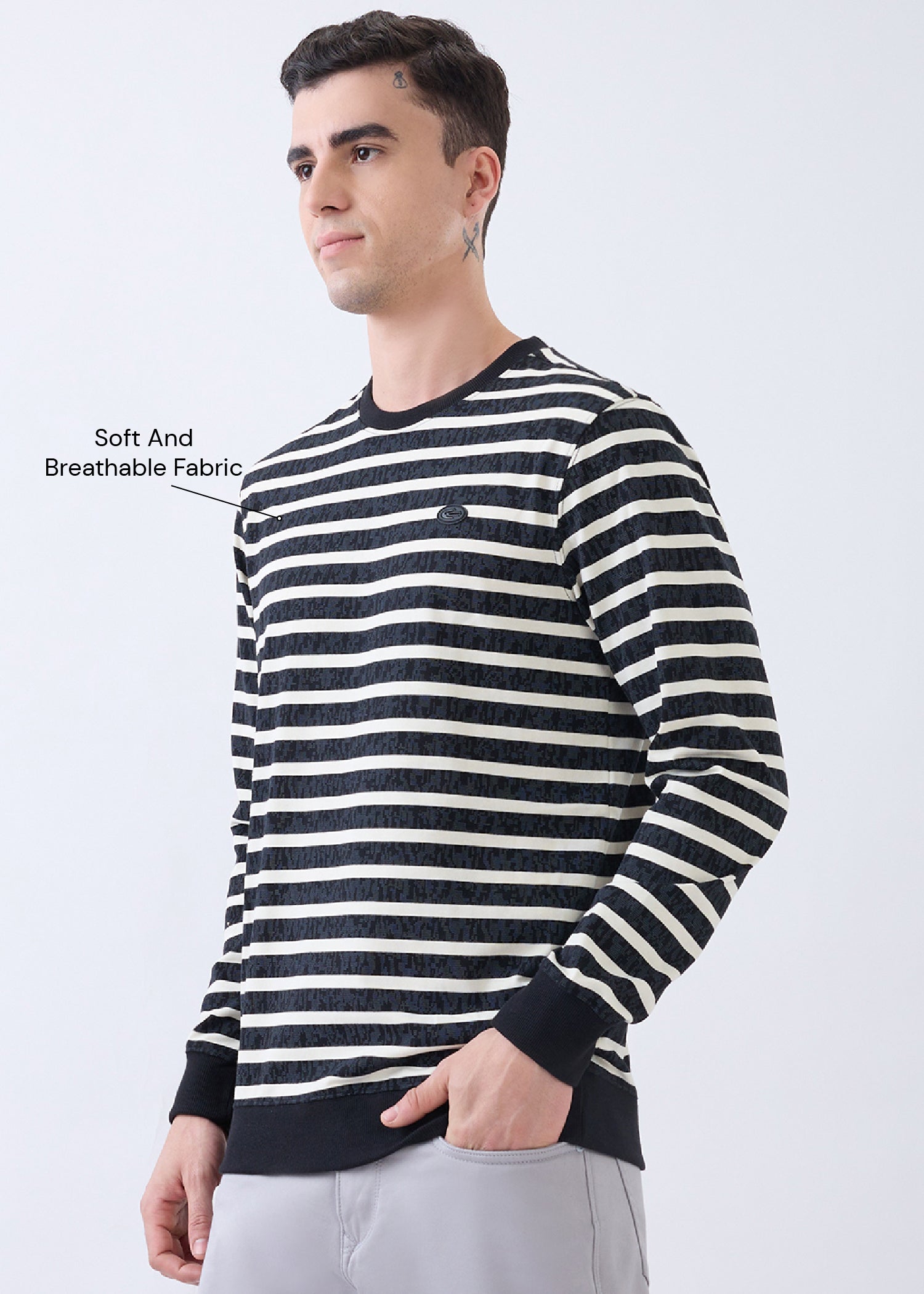 Fireball Striped Pullover: Black