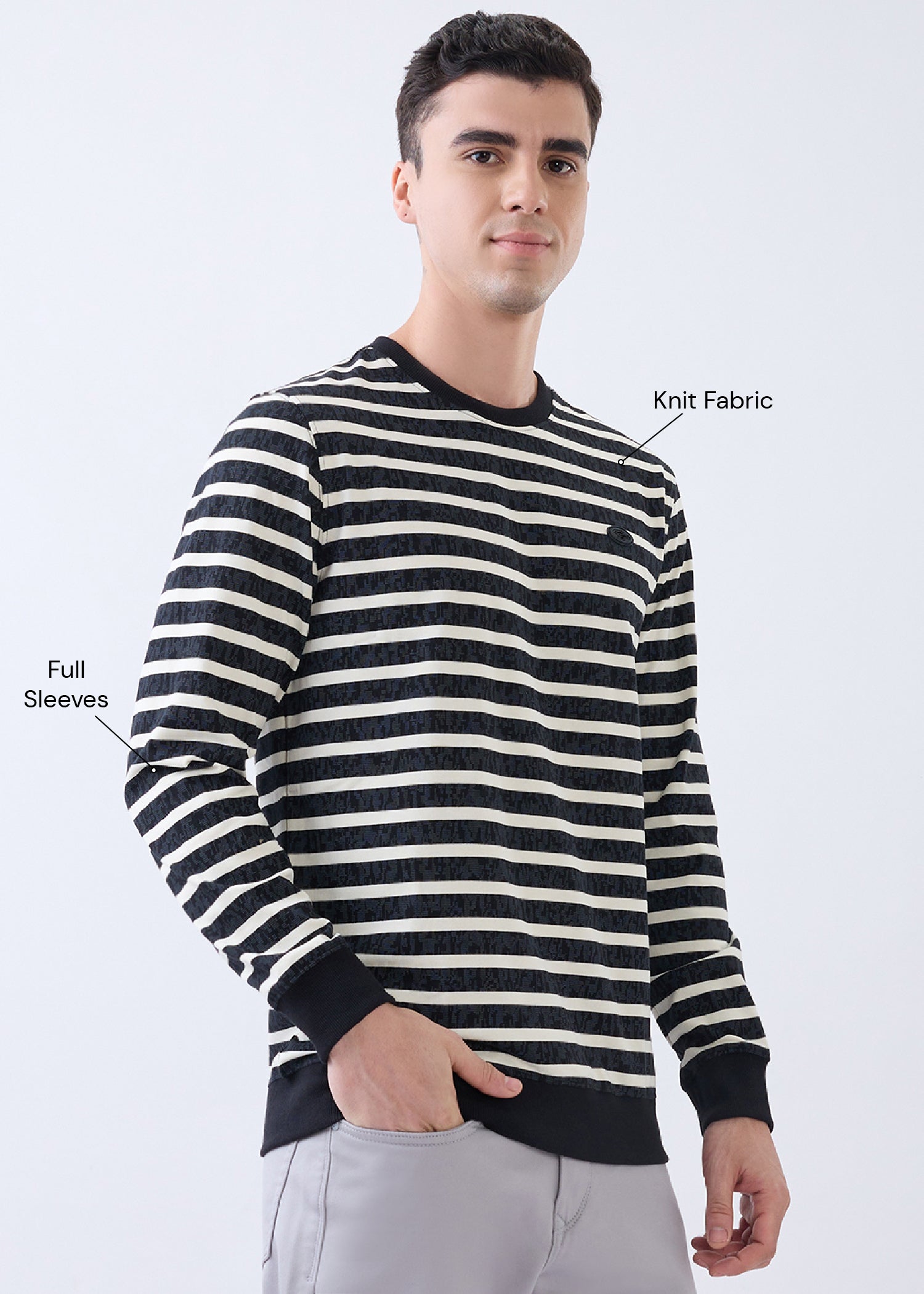 Fireball Striped Pullover: Black