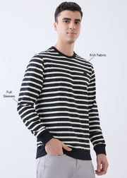 Fireball Striped Pullover: Black