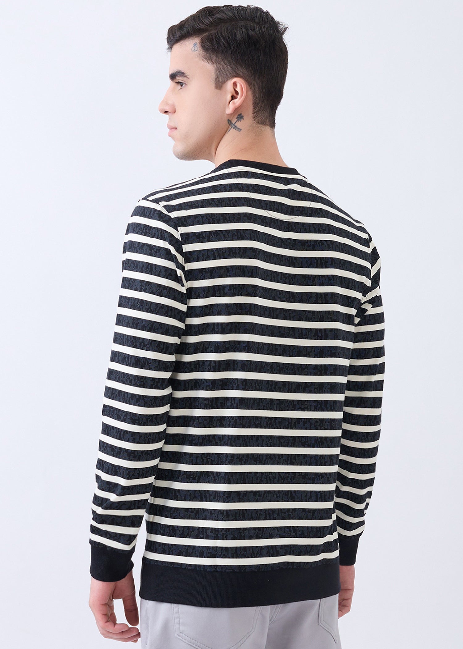 Fireball Striped Pullover: Black
