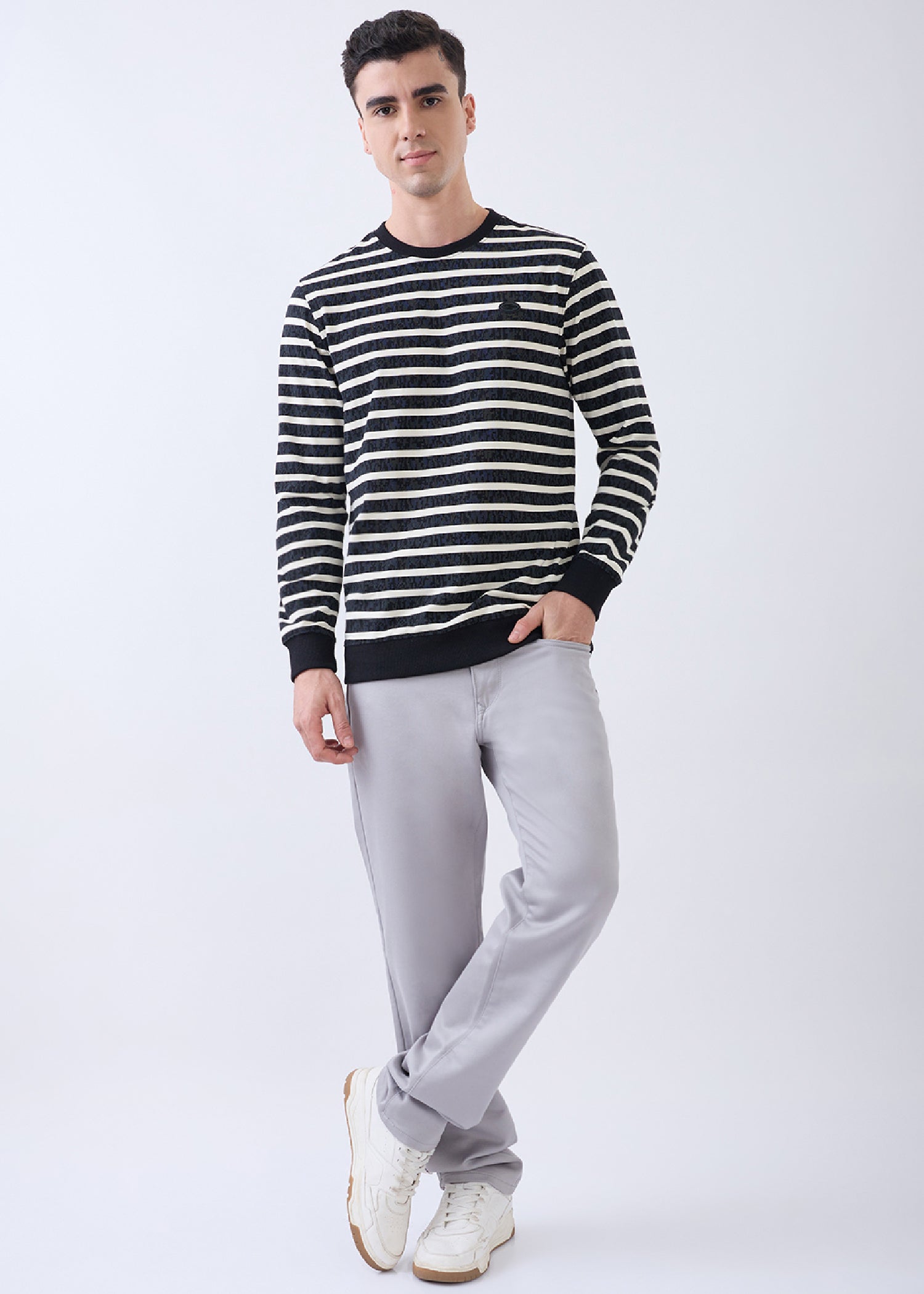 Fireball Striped Pullover: Black