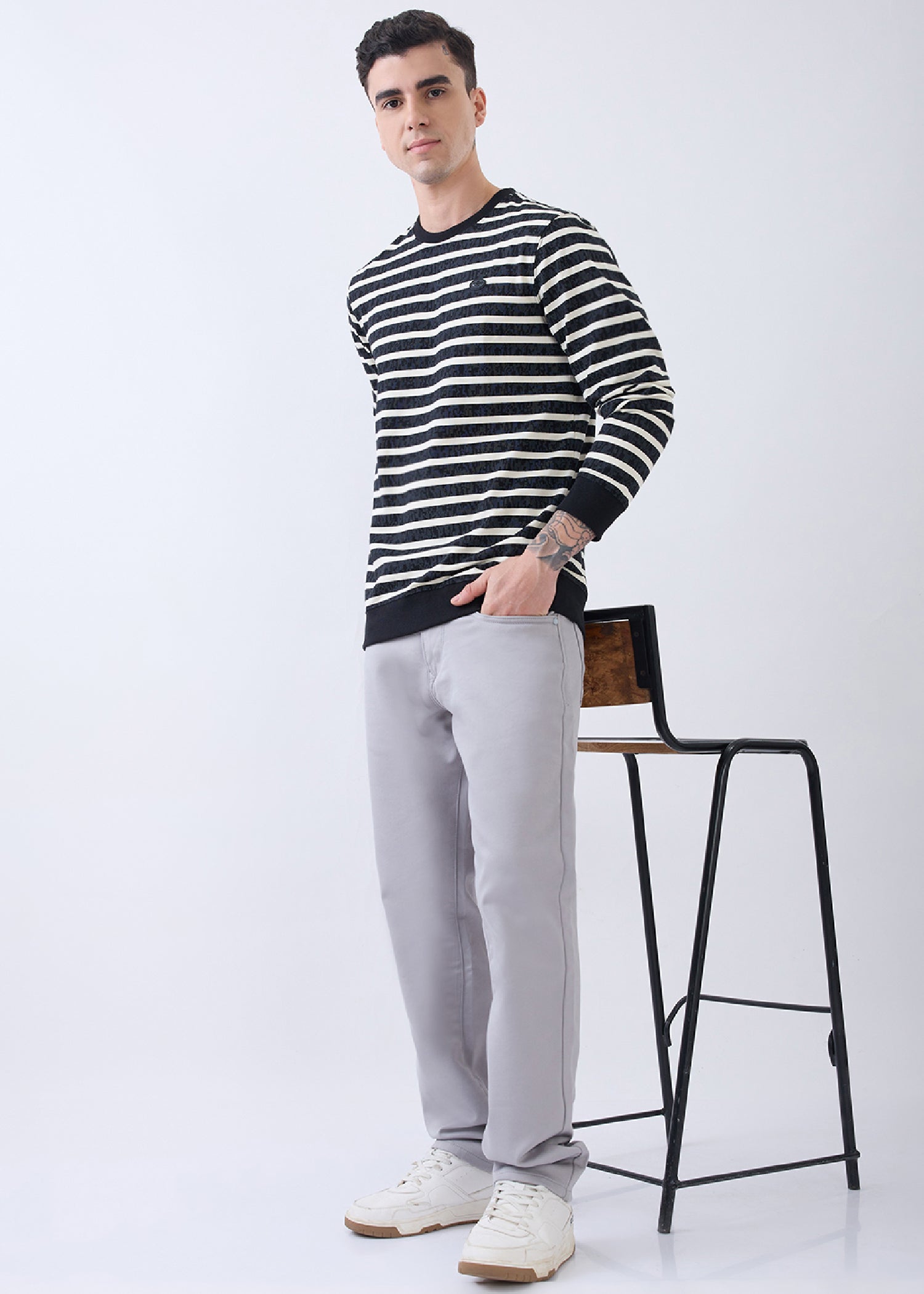 Fireball Striped Pullover: Black