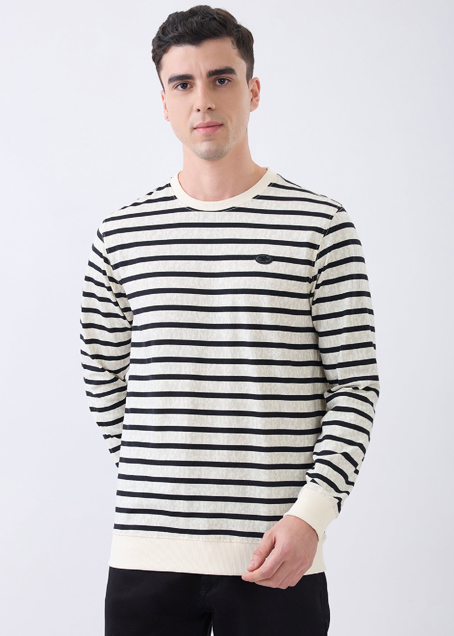 Fireball Striped Pullover: Cream