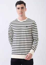 Fireball Striped Pullover: Cream
