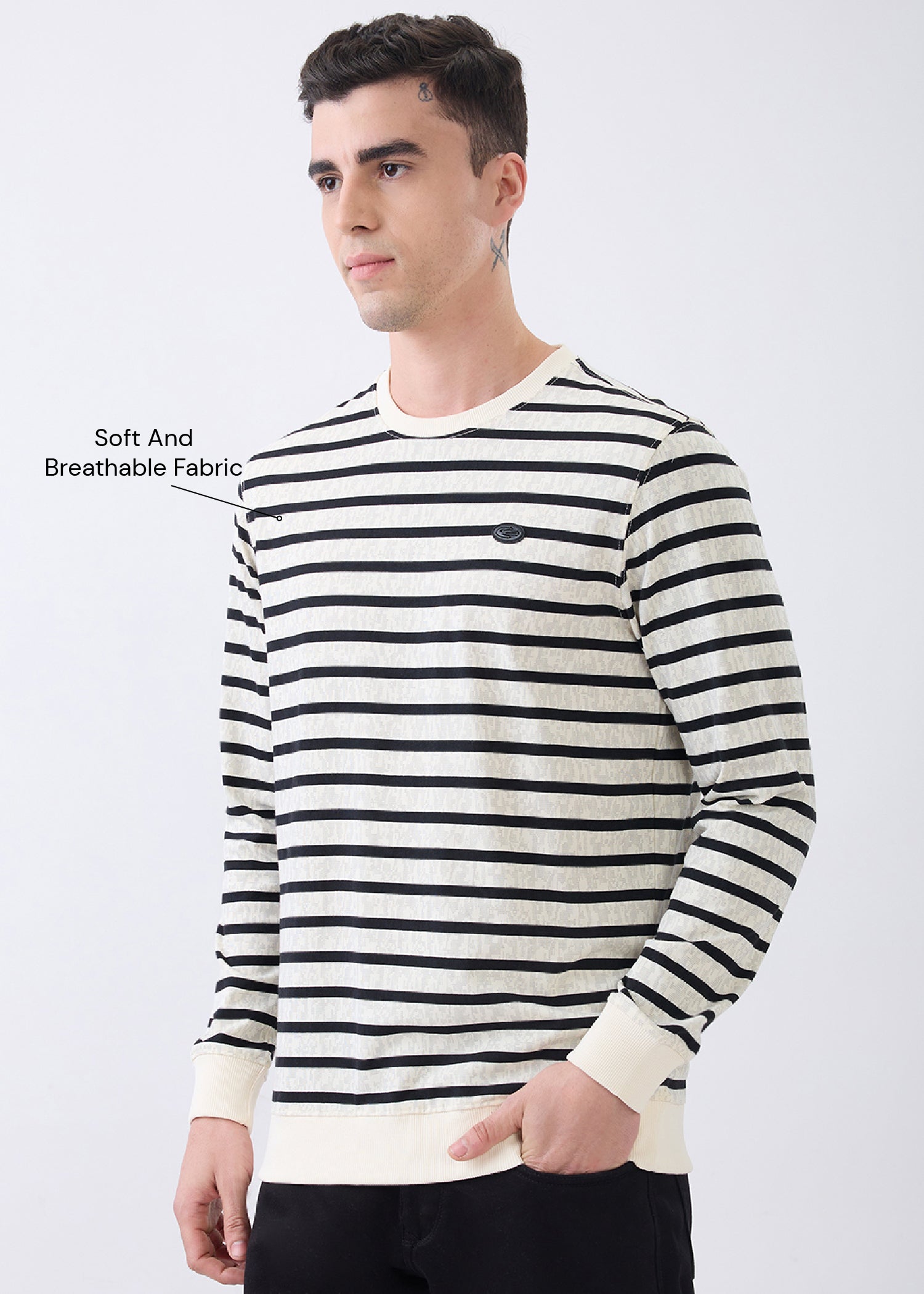 Fireball Striped Pullover: Cream