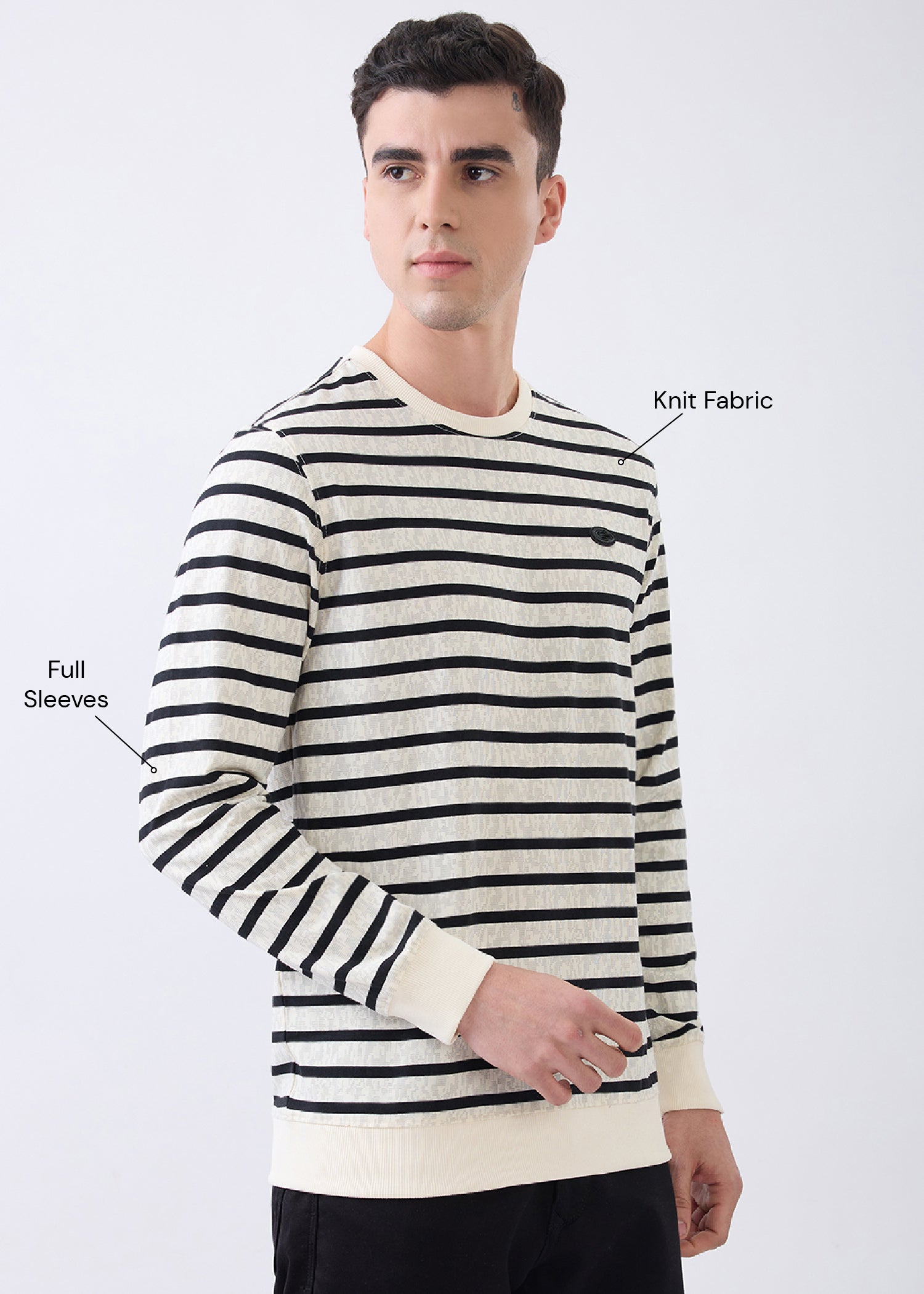 Fireball Striped Pullover: Cream