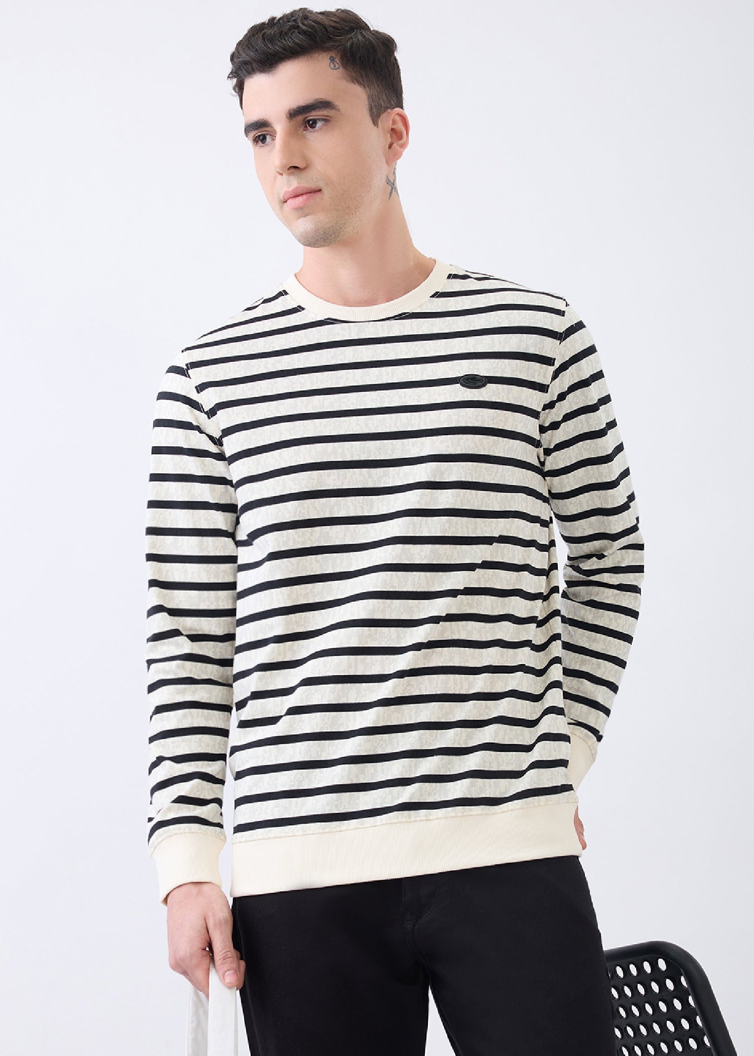 Fireball Striped Pullover: Cream