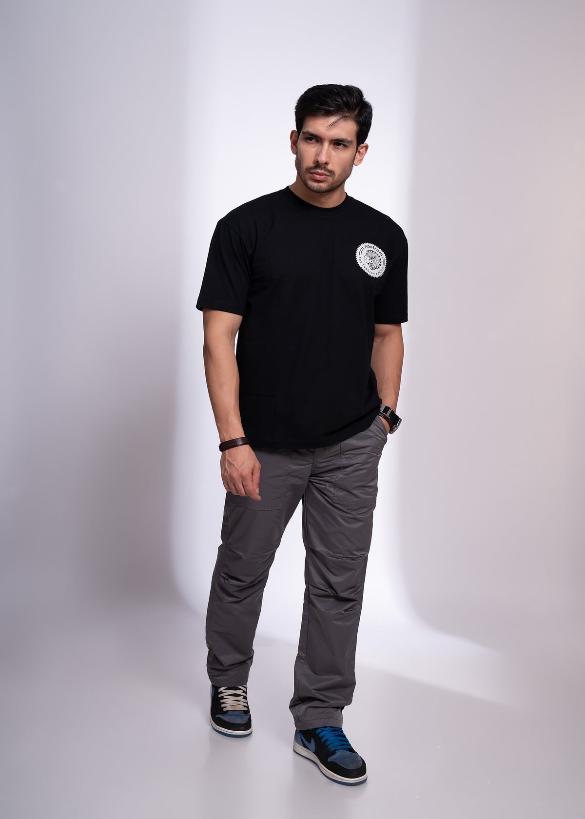 Fudgel Oversized T-Shirt for Men – 4 Colors (Mehndi, Black, Charcoal, Pista)