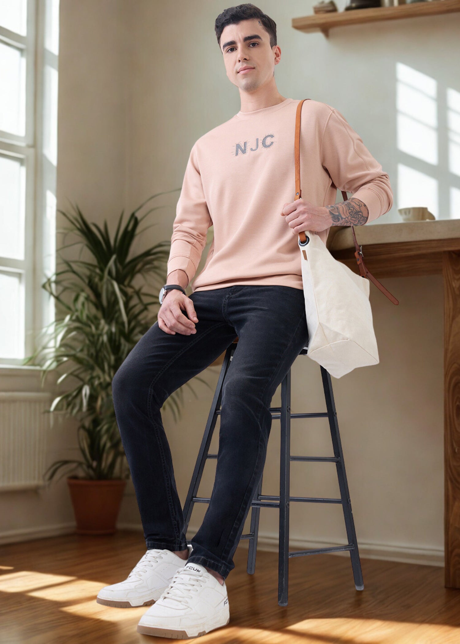 Glint Full Sleeve T-Shirt: Coral Pink