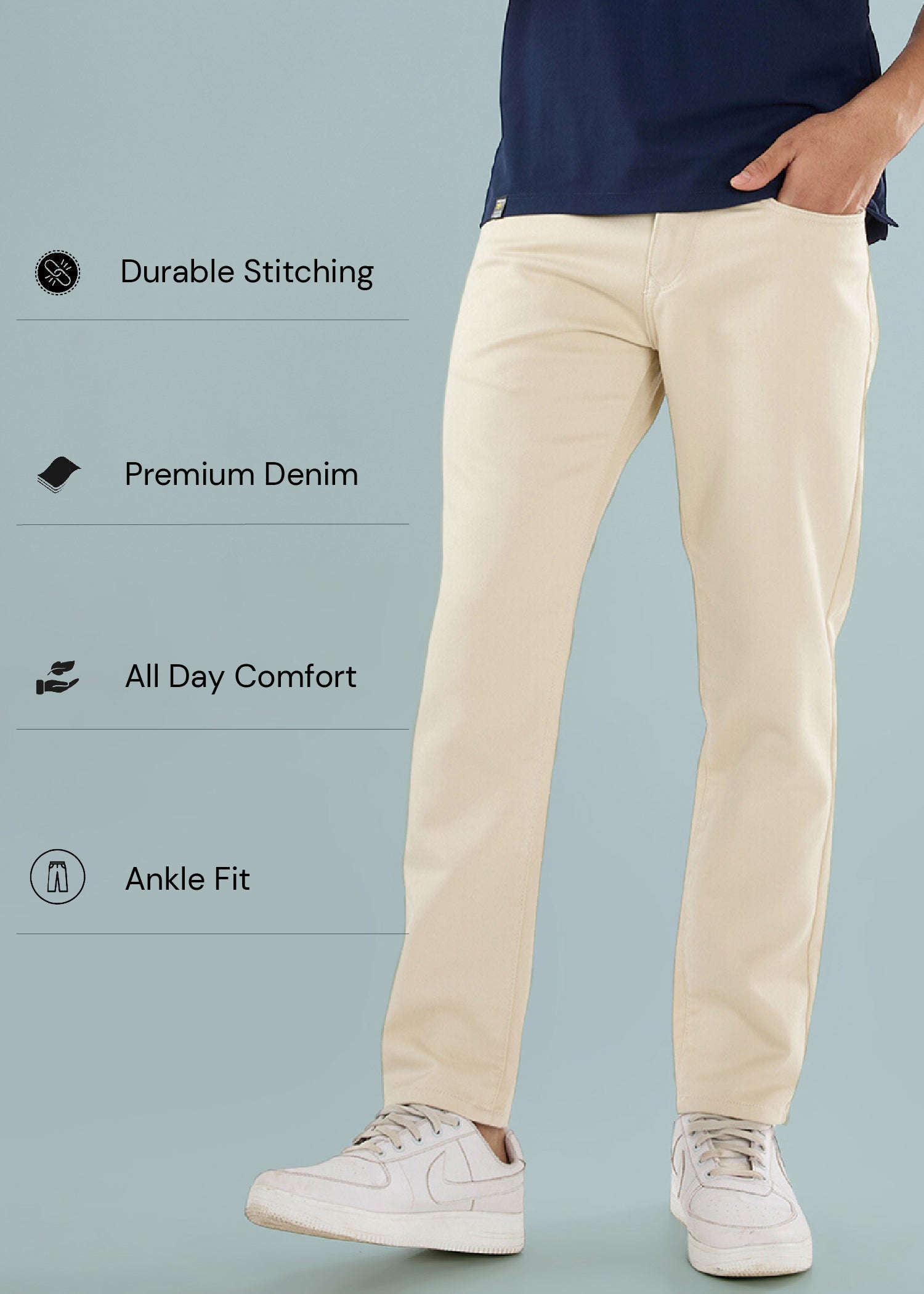 Icon Ankle Fit Trouser: Beige