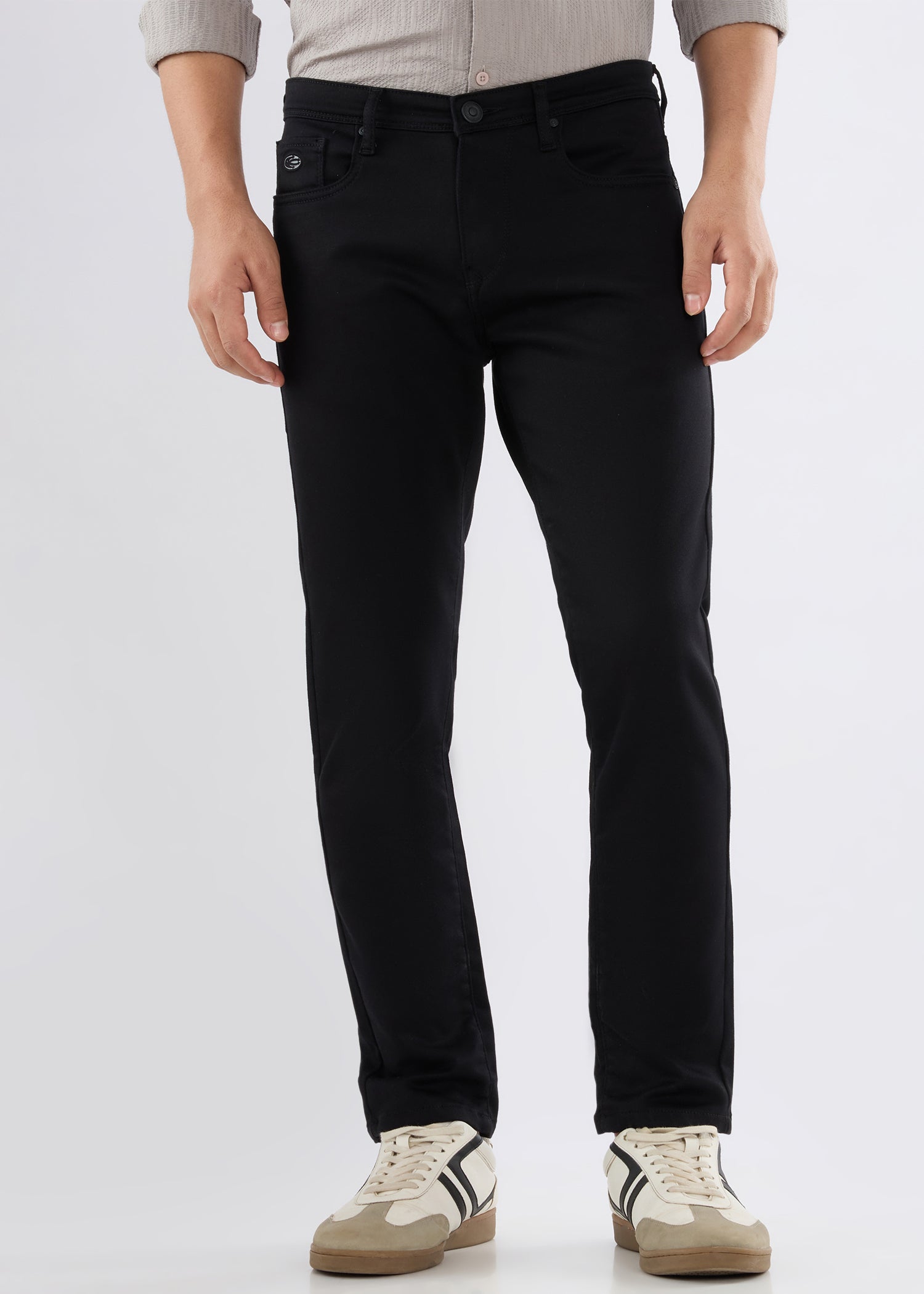 Nostrum formal ankle fit black trousers for men