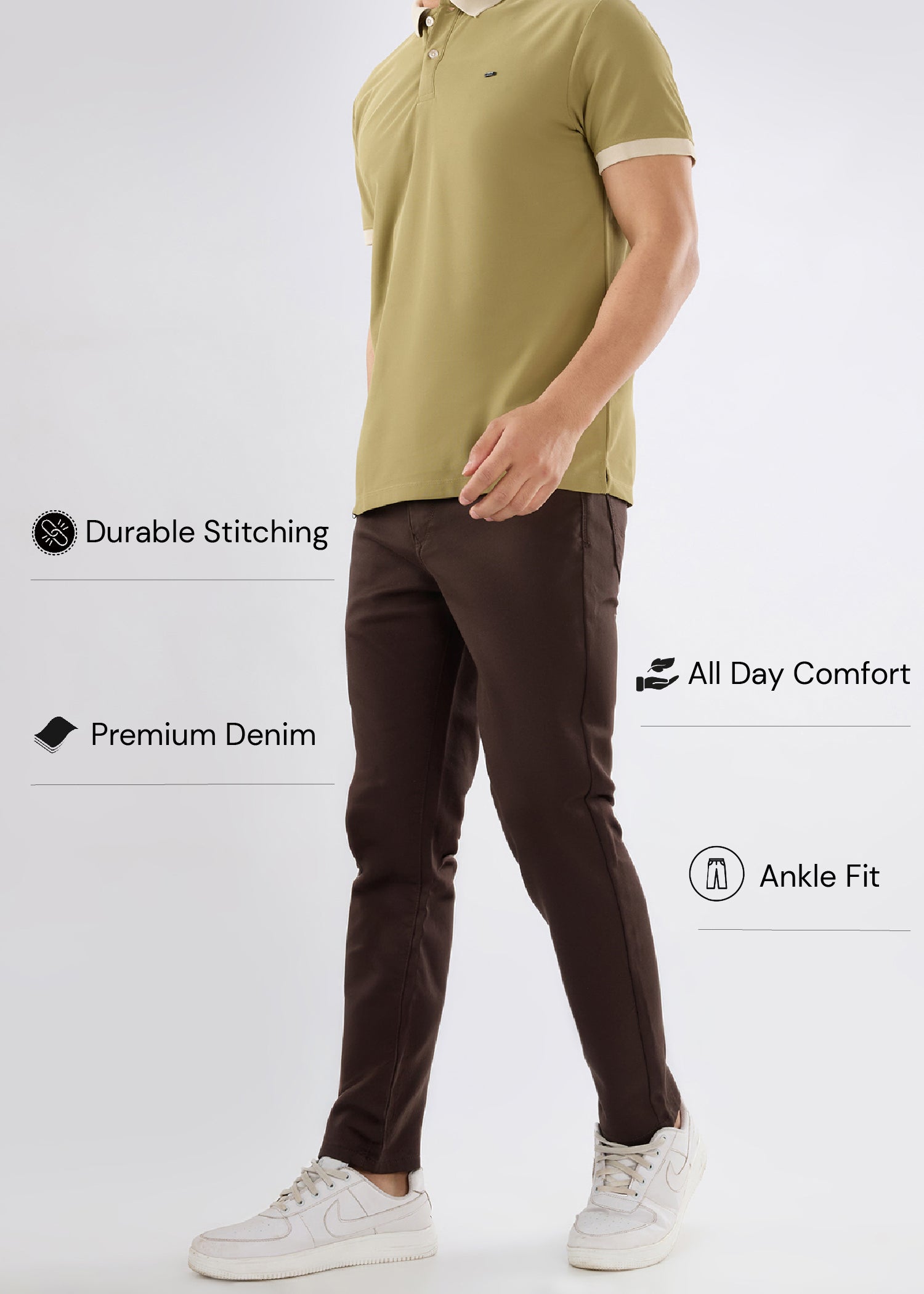Icon Ankle Fit Trouser: Brown