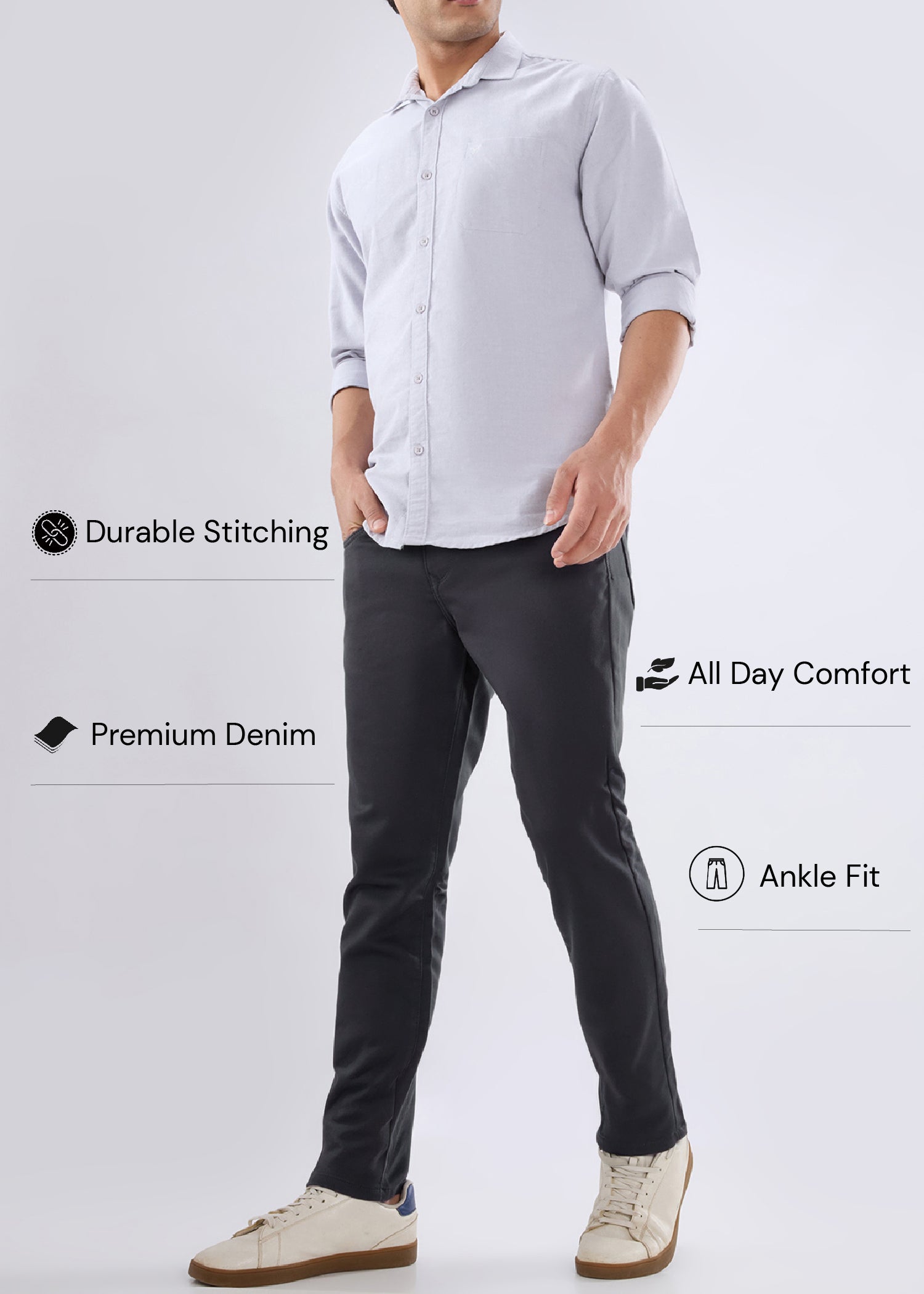 Icon Ankle Fit Trouser: Dark Grey