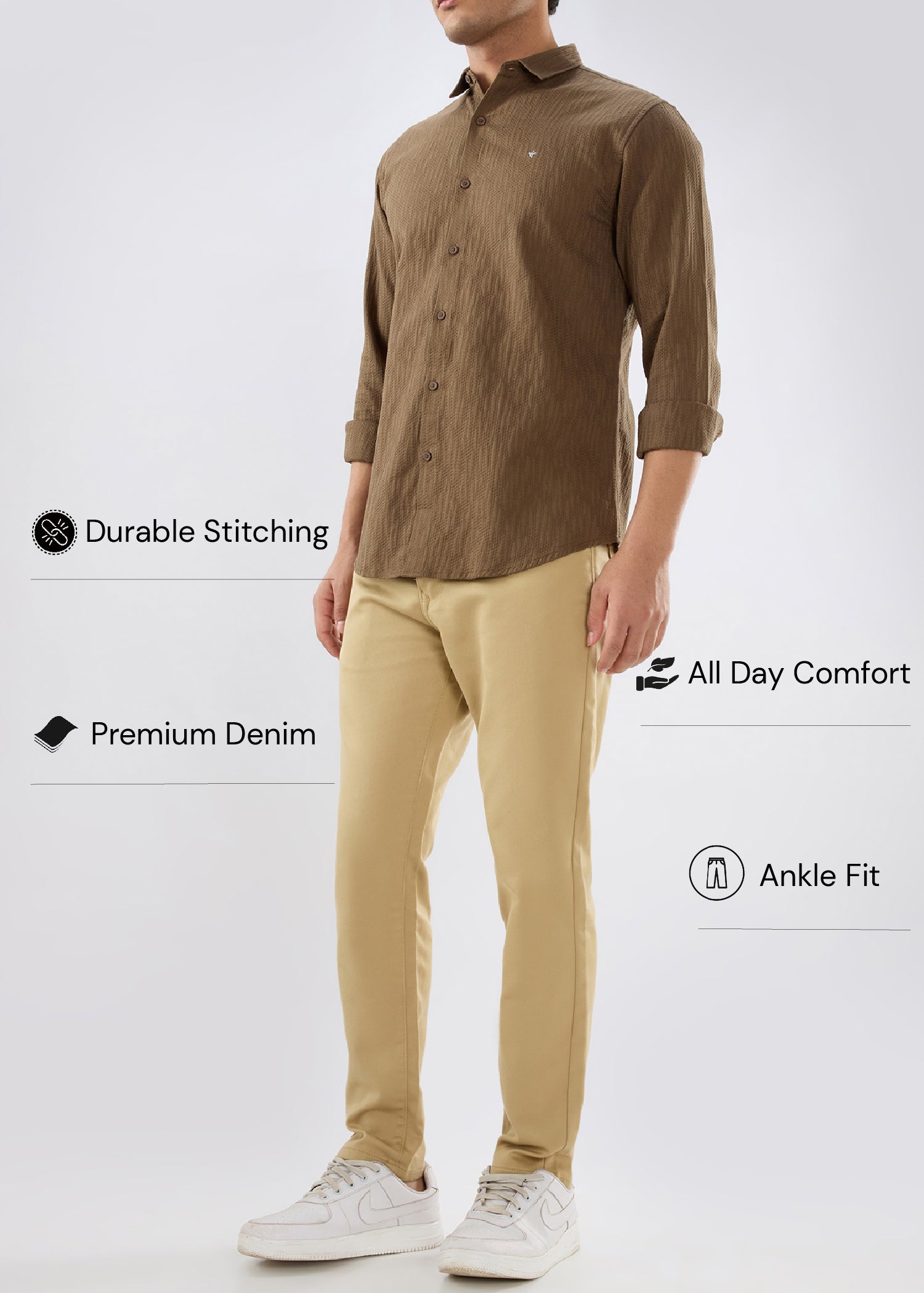 Icon Ankle Fit Trouser: Khaki