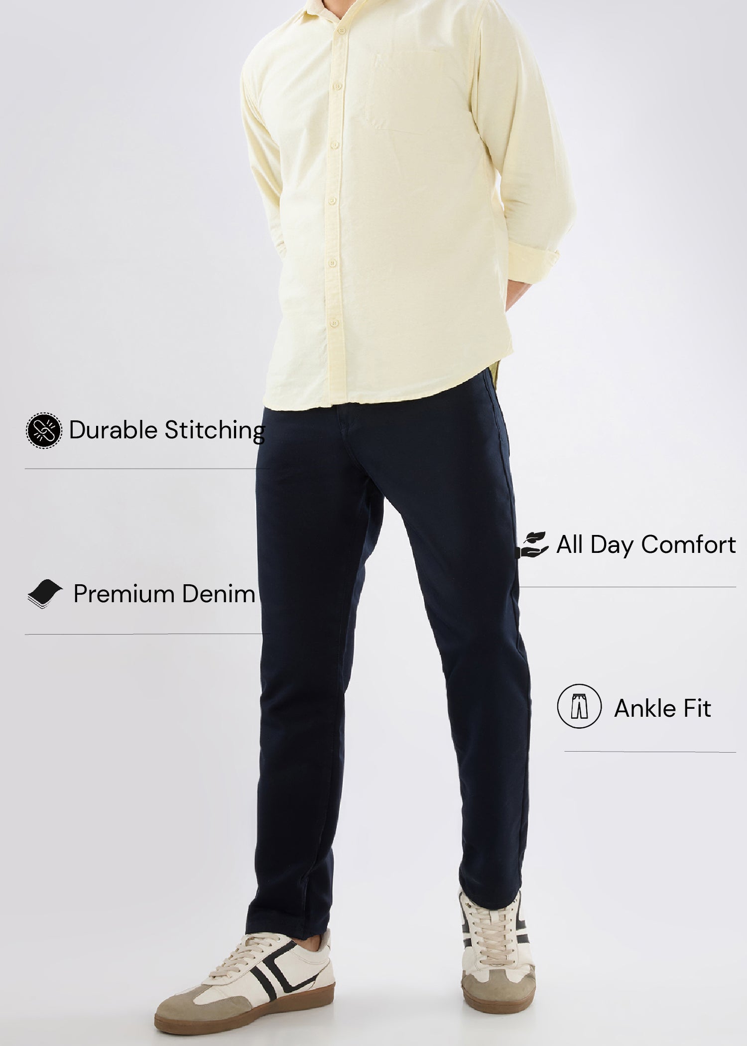 Icon Ankle Fit Trouser: Navy