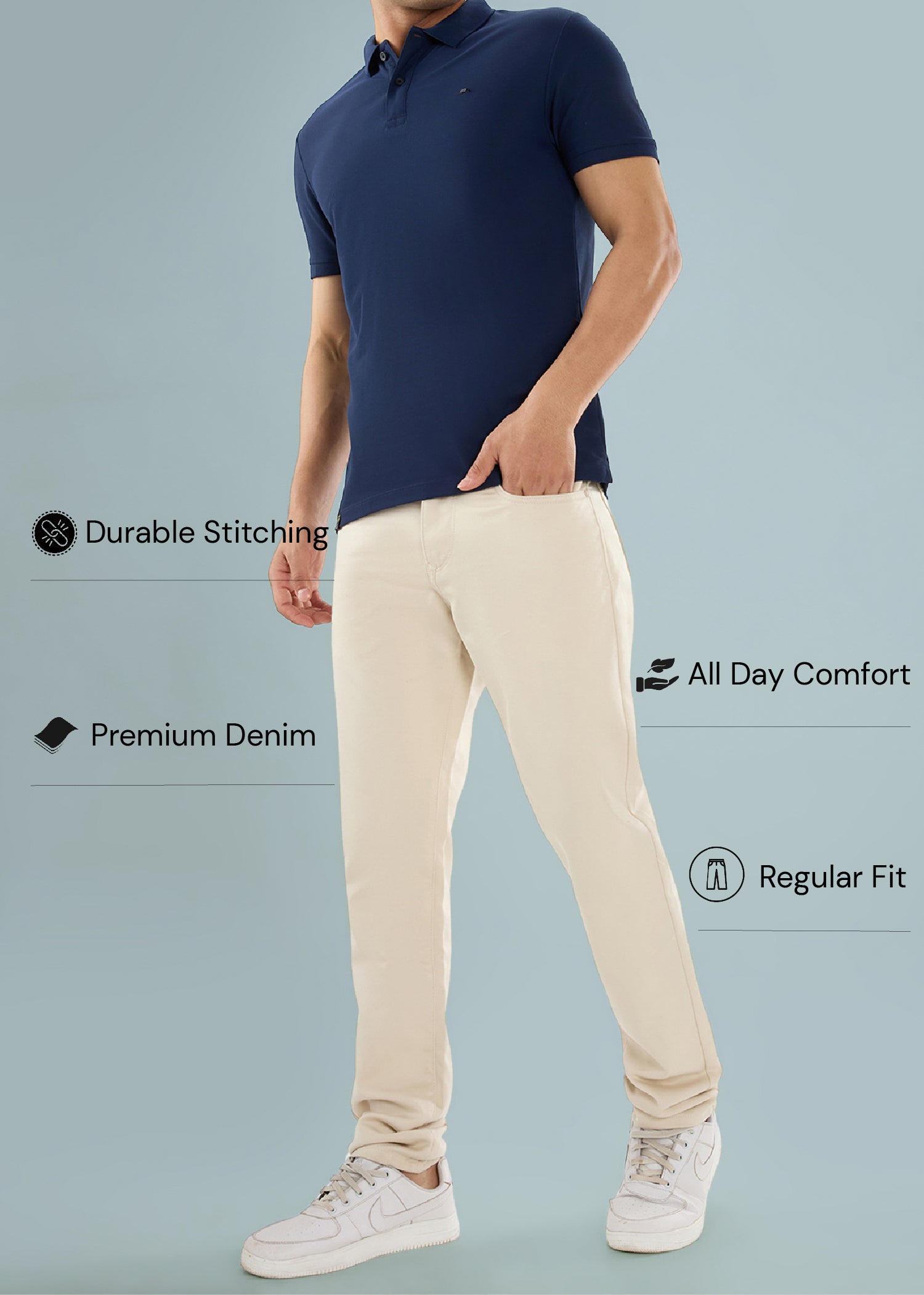 Icon Regular Fit Trouser: Beige