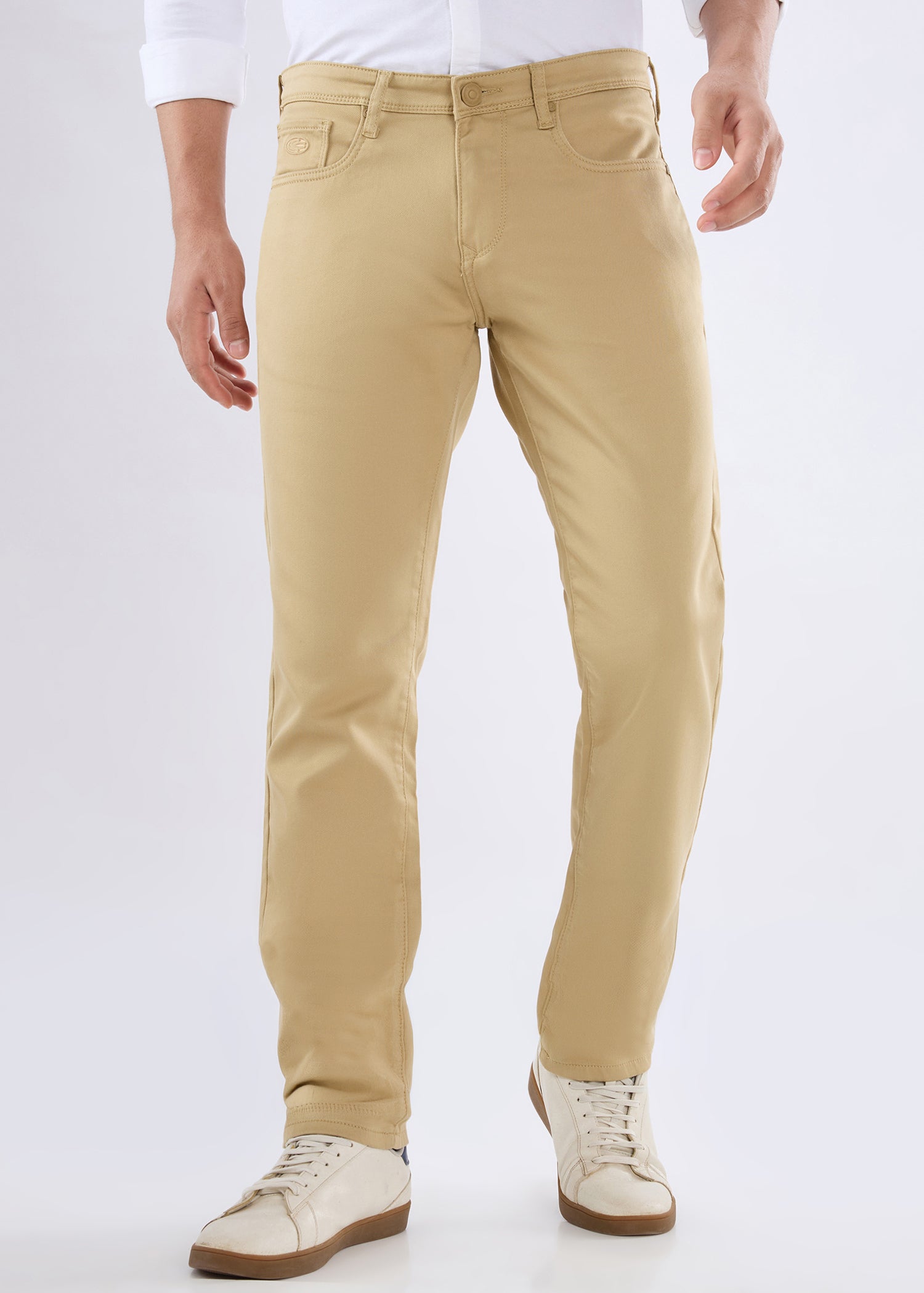 Nostrum Icon Khaki Regular Fit Formal Trousers for Men 