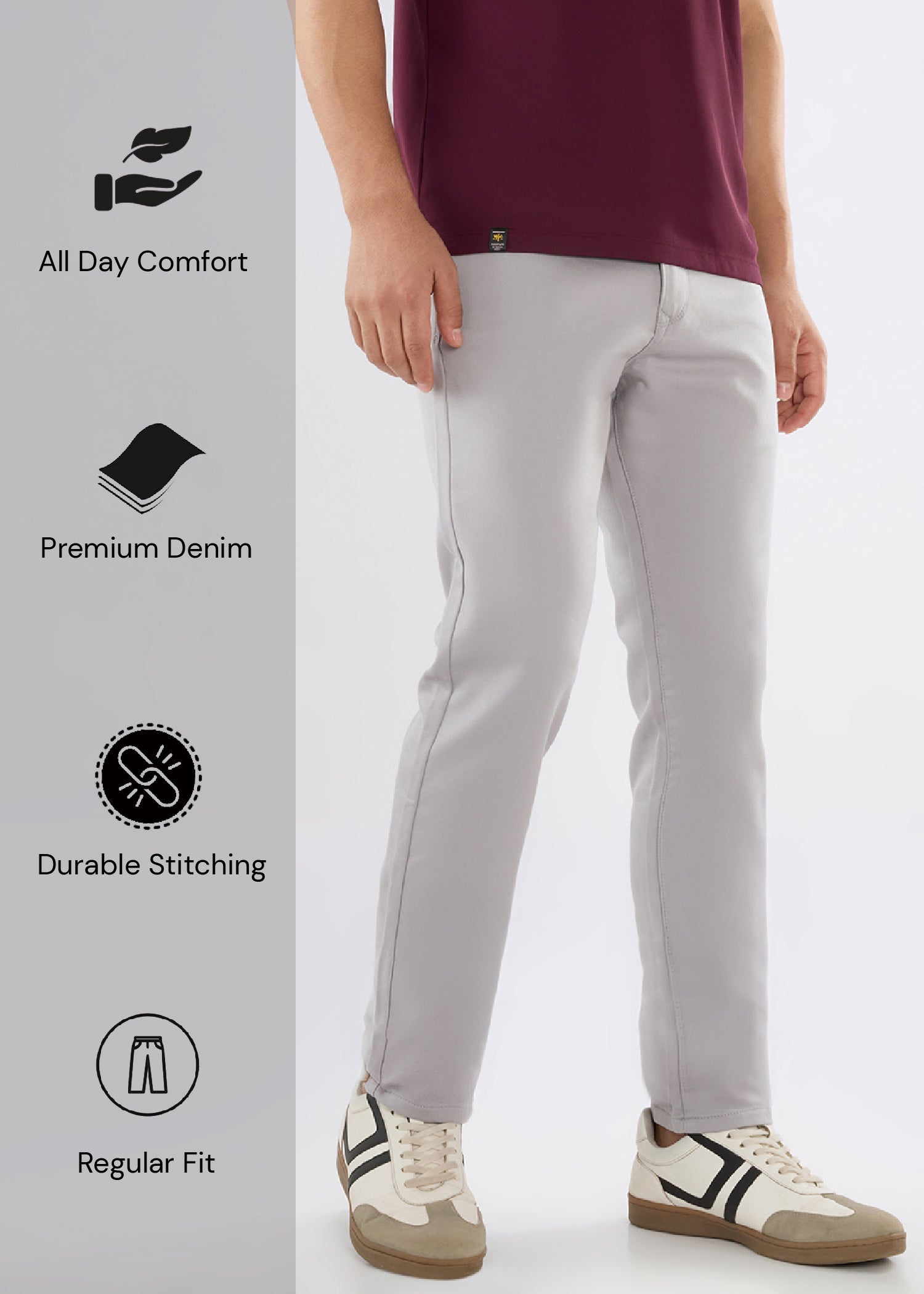 Icon Regular Fit Trouser: Light Grey