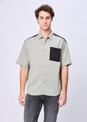 Weyburn Colourblocked Oversized Shirt: Grey