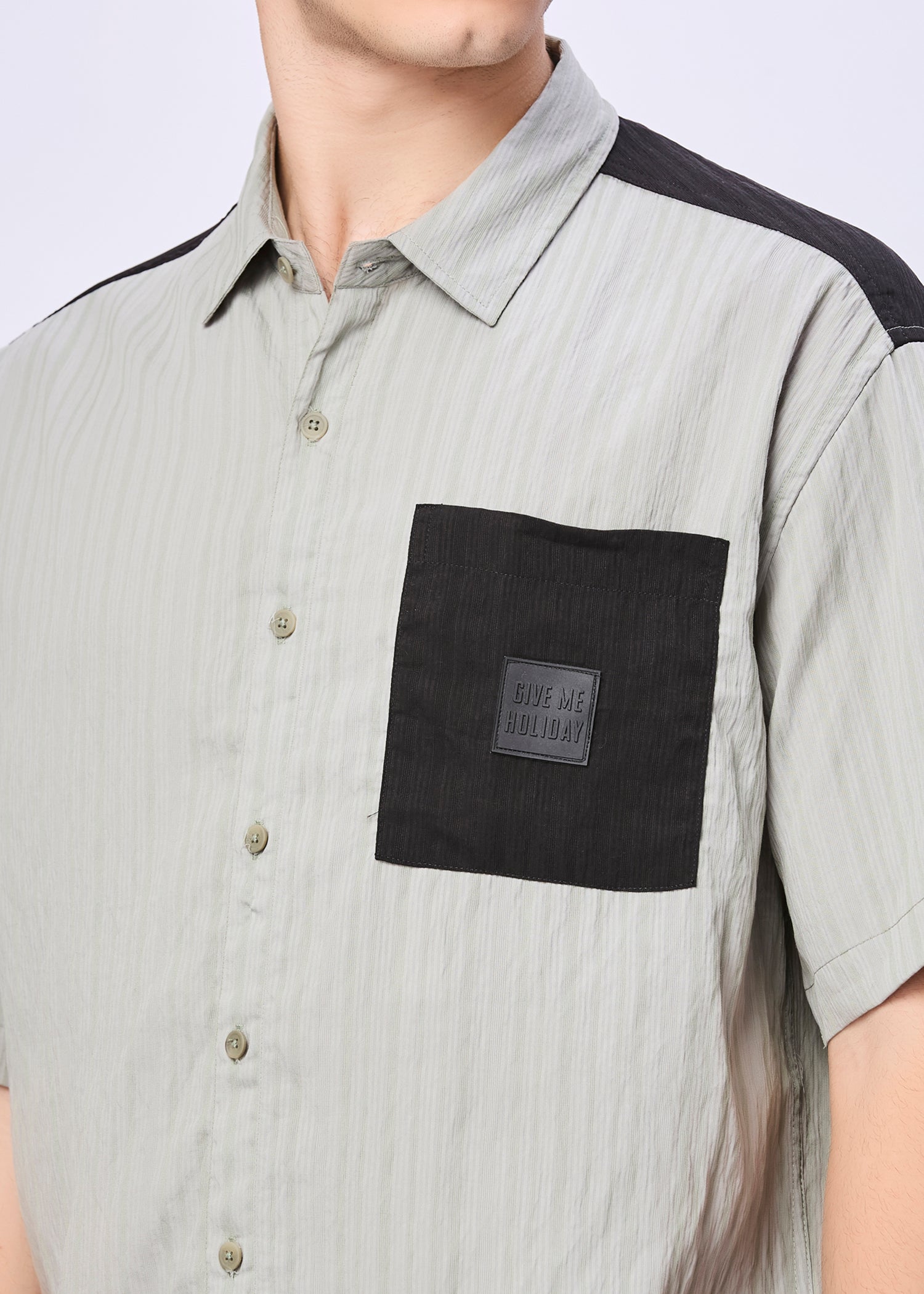 Weyburn Colourblocked Oversized Shirt: Grey
